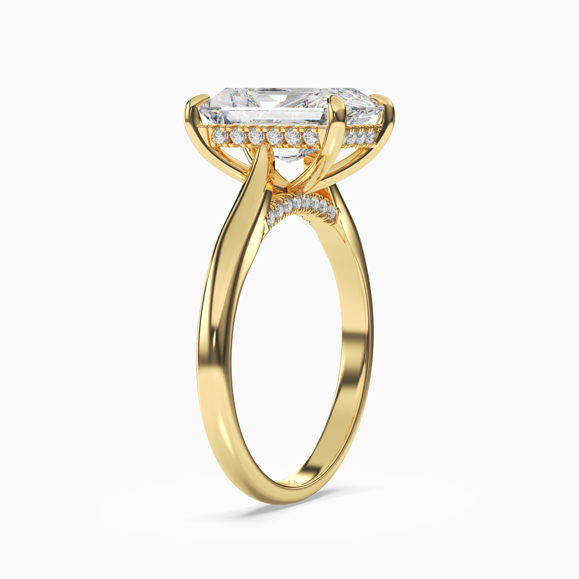 Hestia Radiant Hidden Halo 3 Carat Lab Grown Diamond Engagement Ring in 18K White Gold