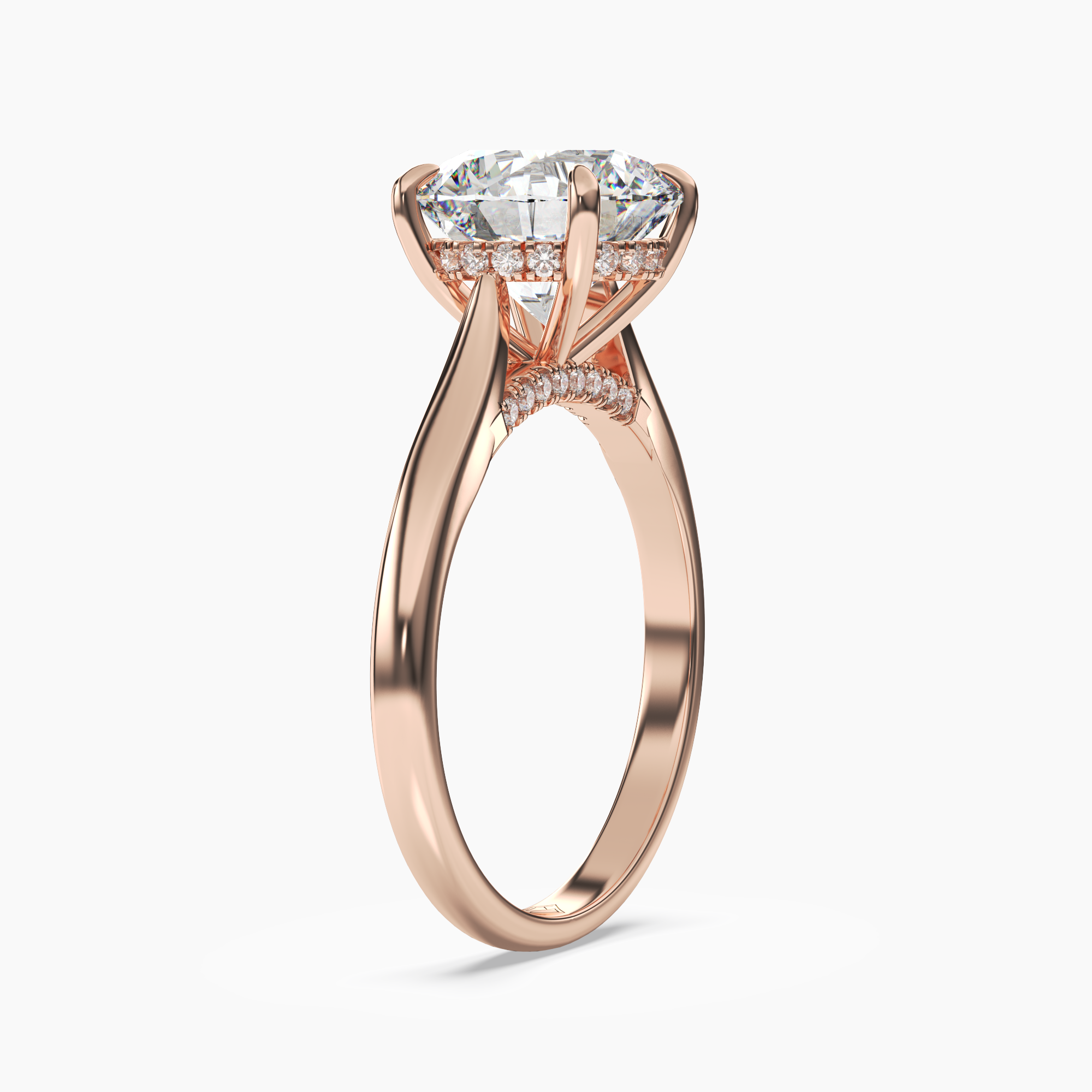 Hestia Round Hidden Halo 1 Carat Lab Grown Diamond Engagement Ring in 18K Yellow Gold