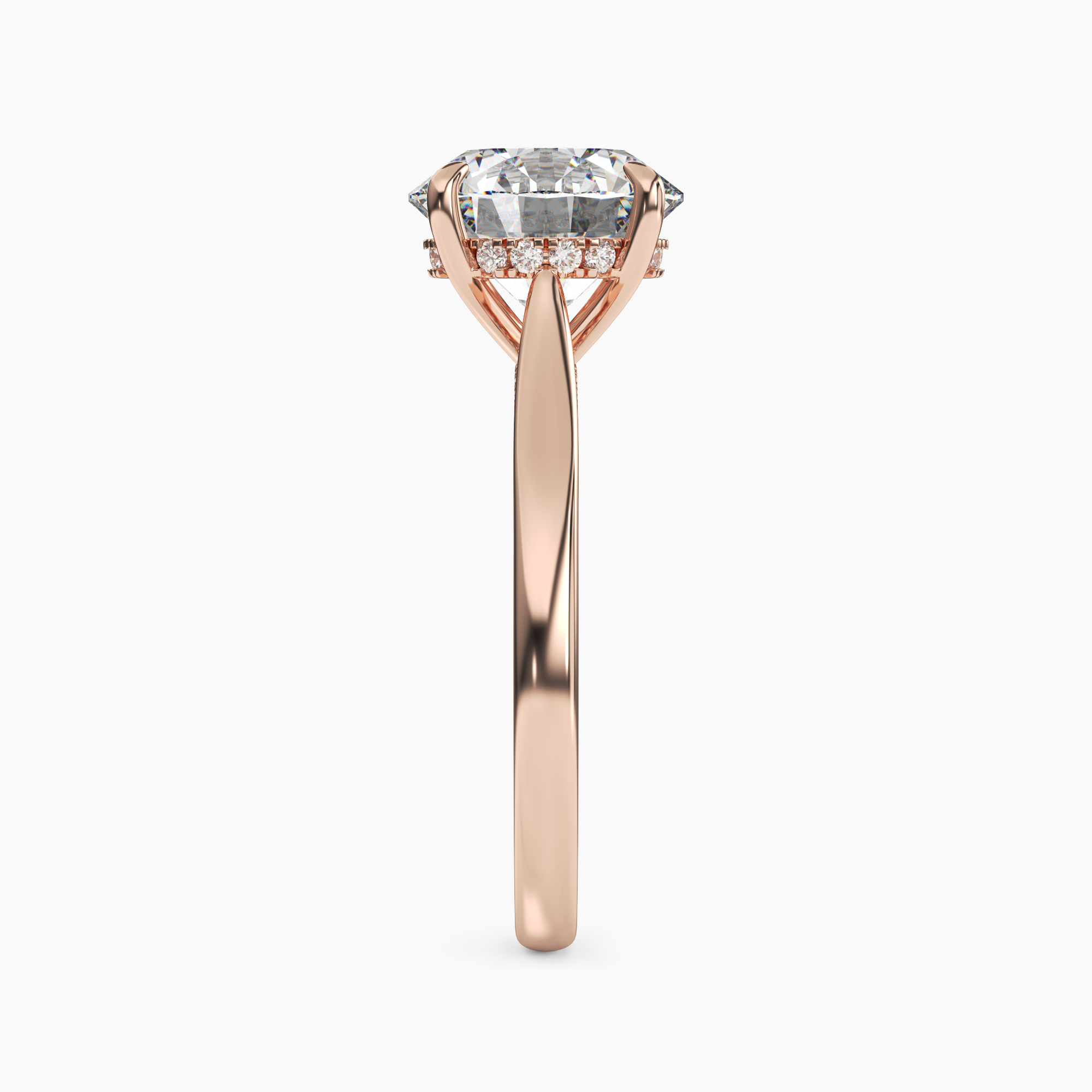 Hestia Round Hidden Halo Diamond Ring Setting in 18K Yellow Gold