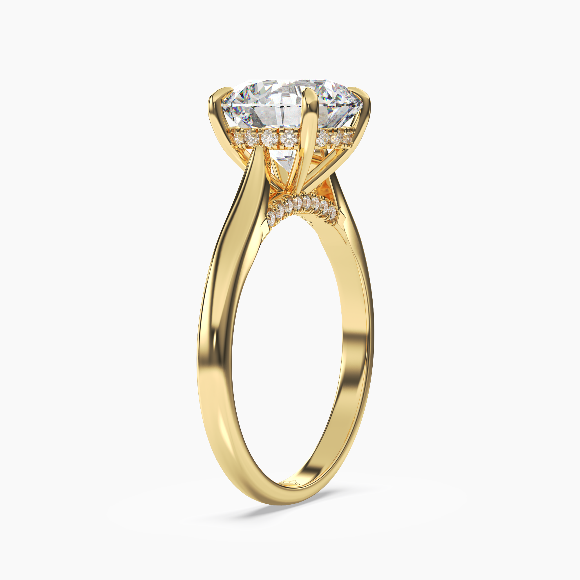 Hestia Round Hidden Halo 1.5 Carat Lab Grown Diamond Engagement Ring in 14K Yellow Gold