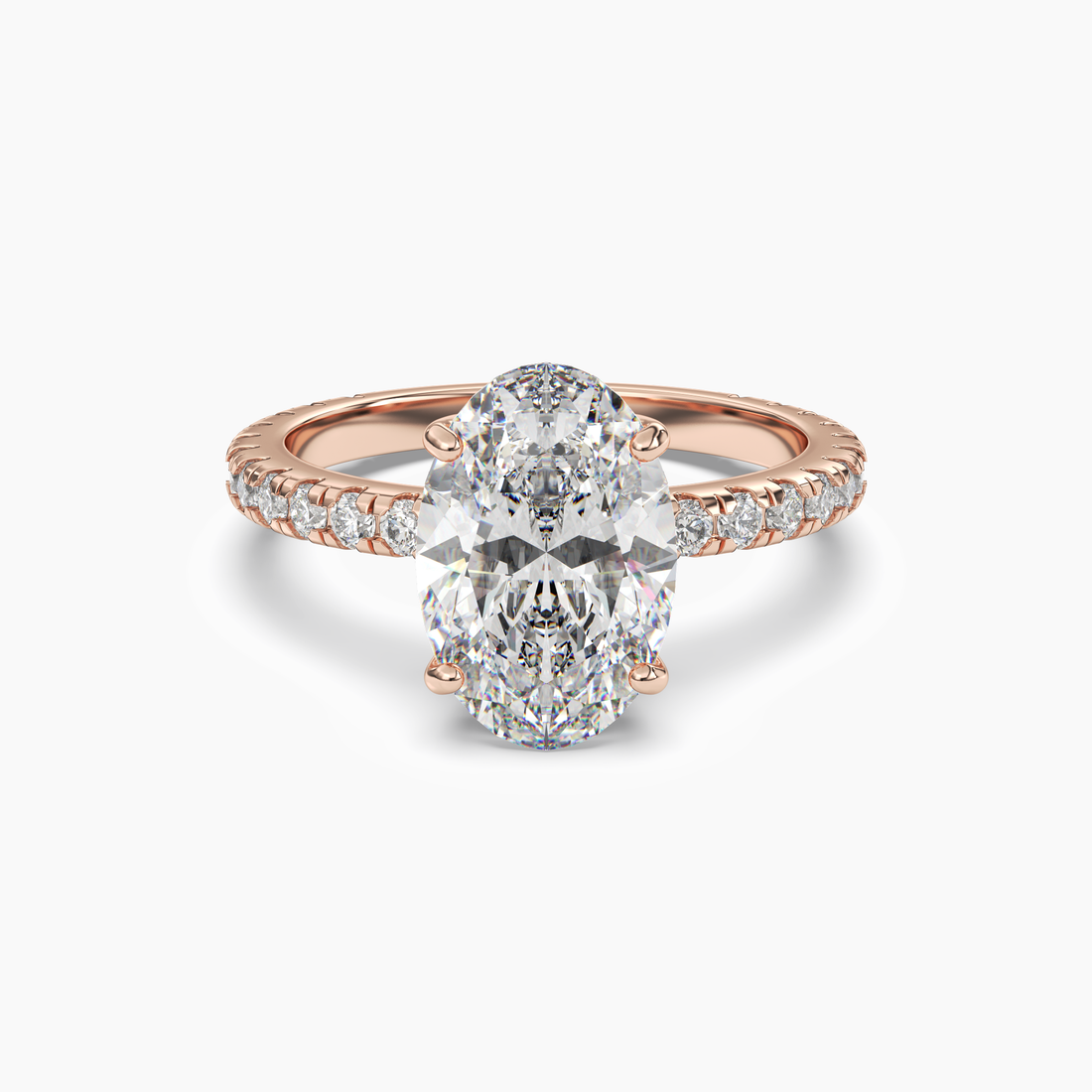 Cascade Oval 3 Carat Lab Grown Diamond Engagement Ring in 14K White Gold