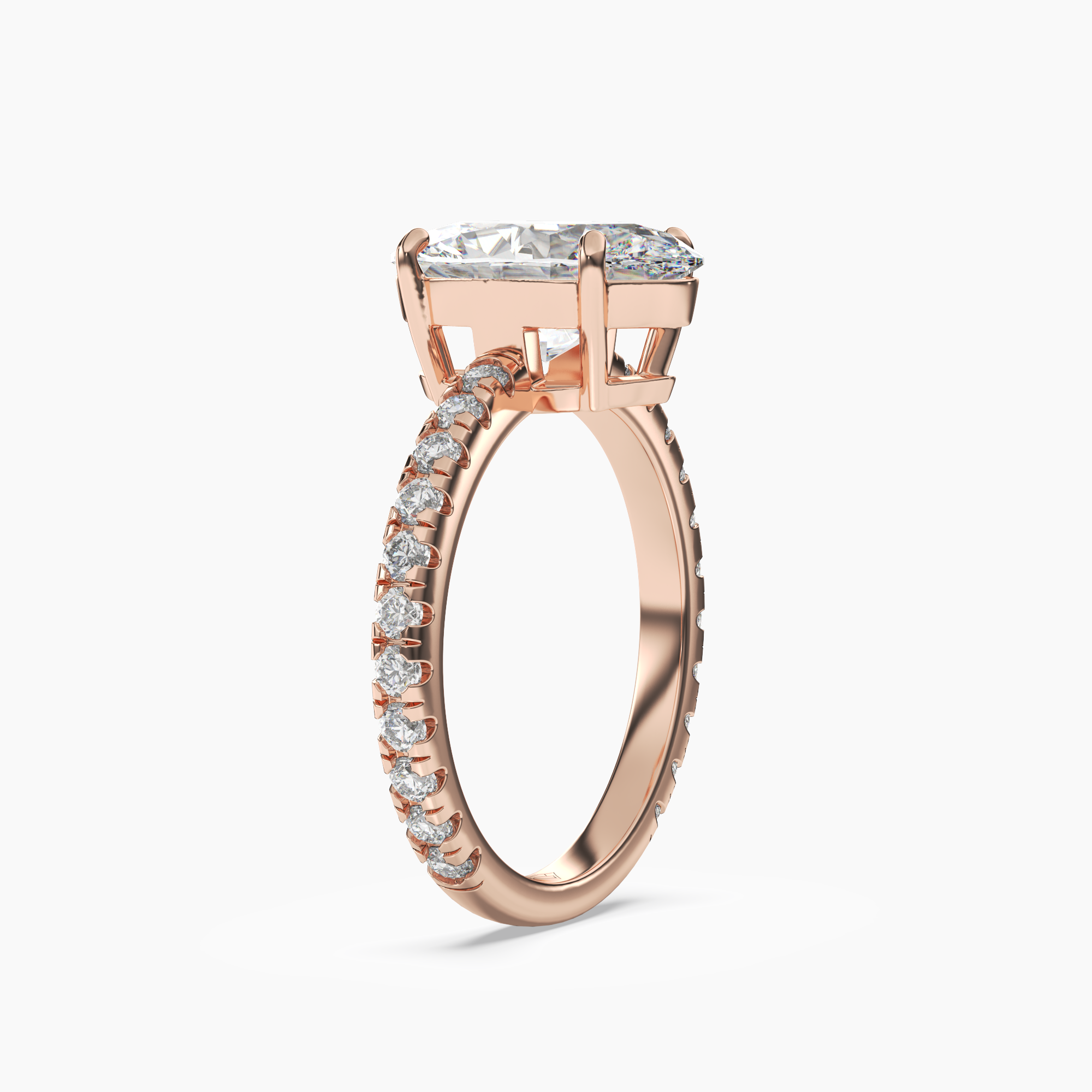 Cascade Oval 3 Carat Lab Grown Diamond Engagement Ring in 18K White Gold