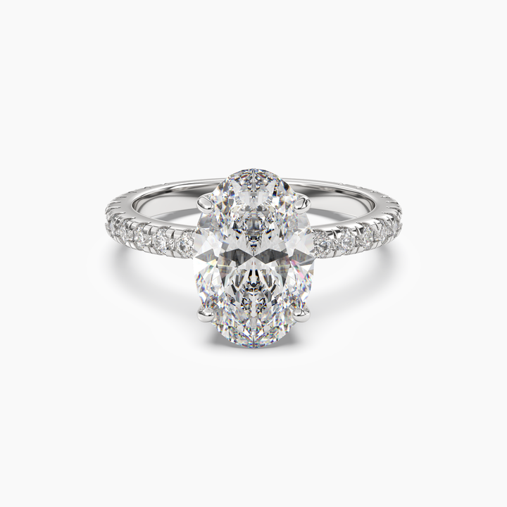 Cascade Oval 1 Carat Lab Grown Diamond Engagement Ring in 14K White Gold