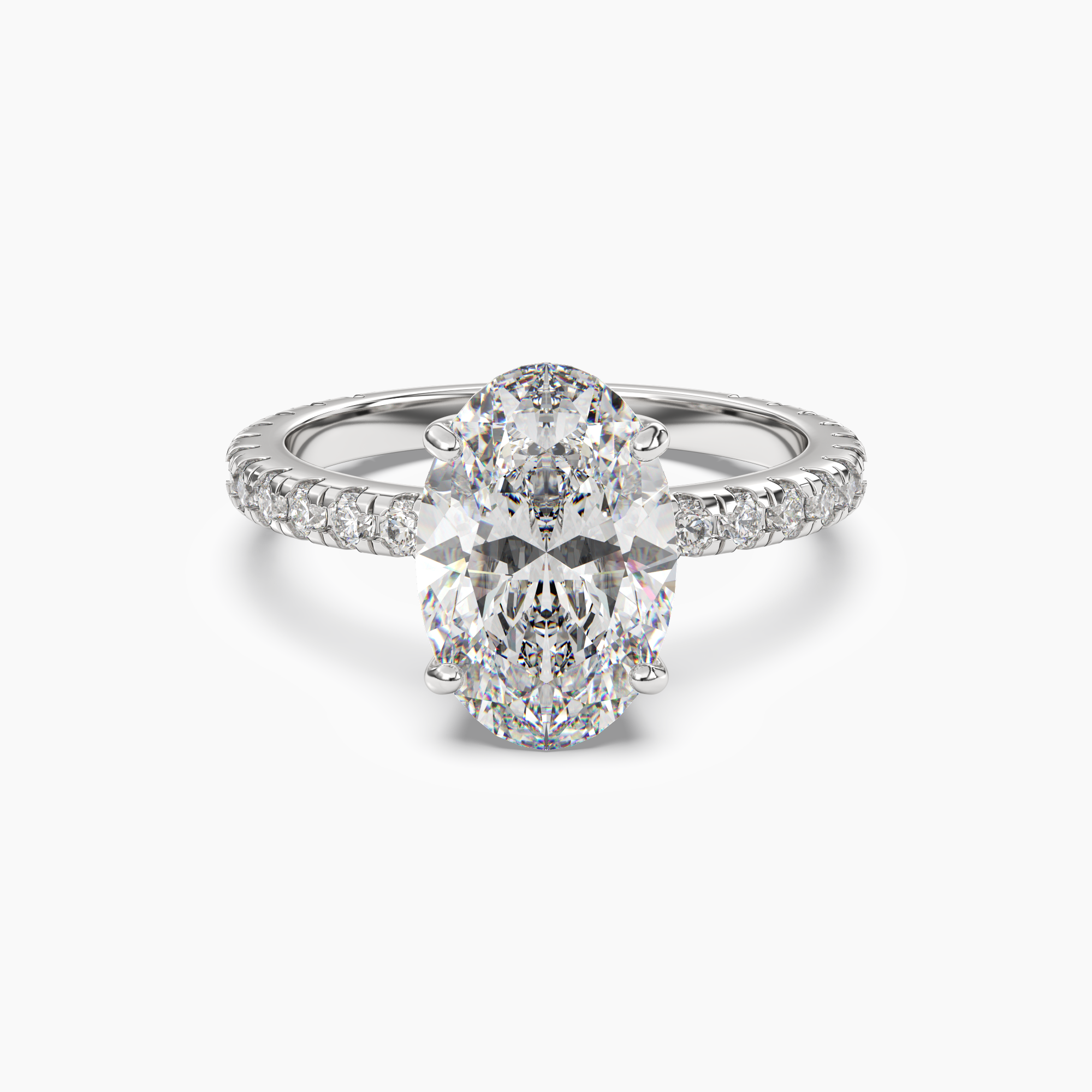 Cascade Oval 2.5 Carat Lab Grown Diamond Engagement Ring in 18K Yellow Gold