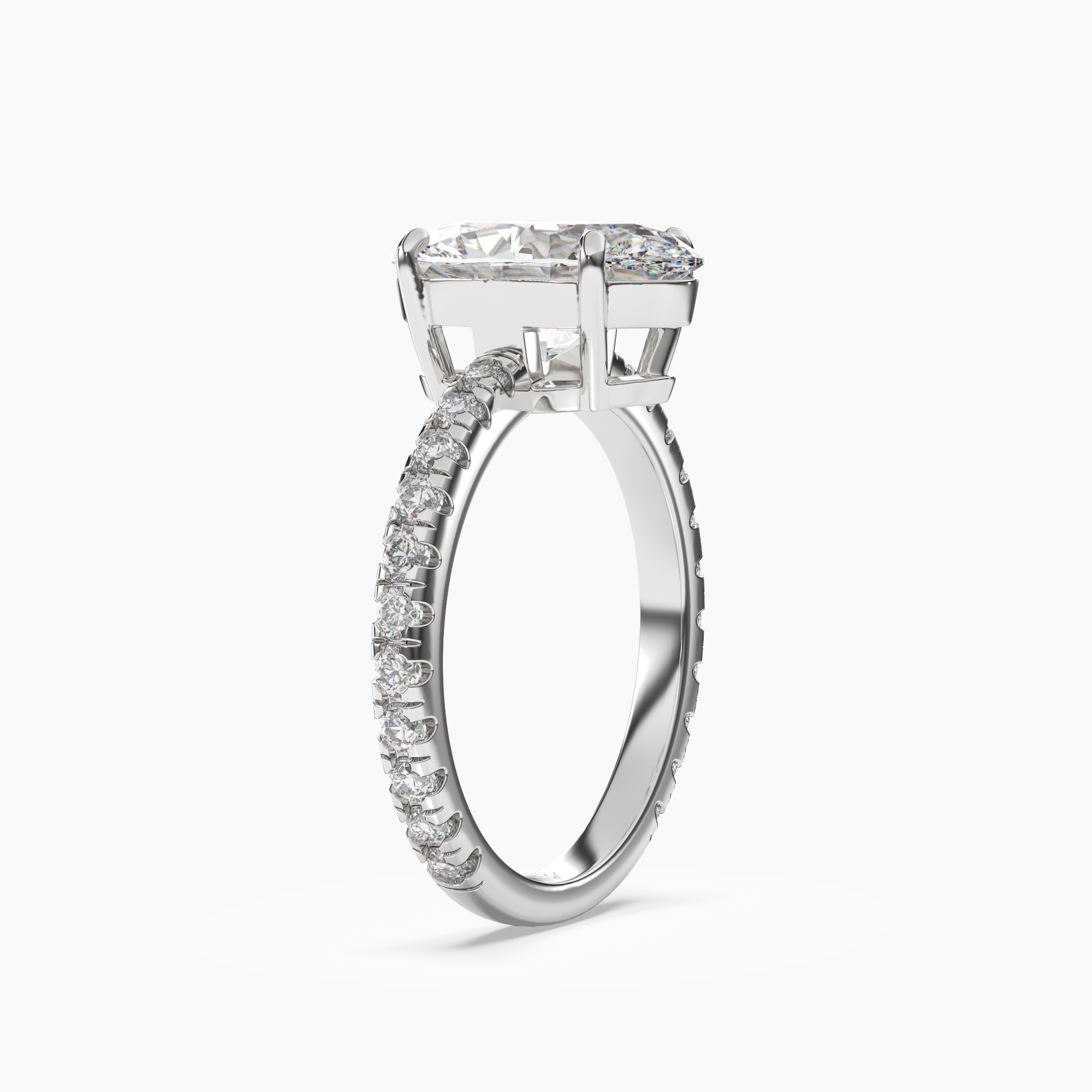 Cascade Oval 1.5 Carat Lab Grown Diamond Engagement Ring in 14K White Gold