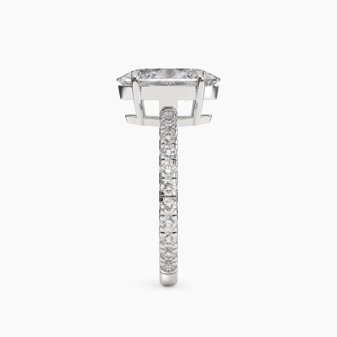 Cascade Oval 1 Carat Lab Grown Diamond Engagement Ring in 14K Yellow Gold