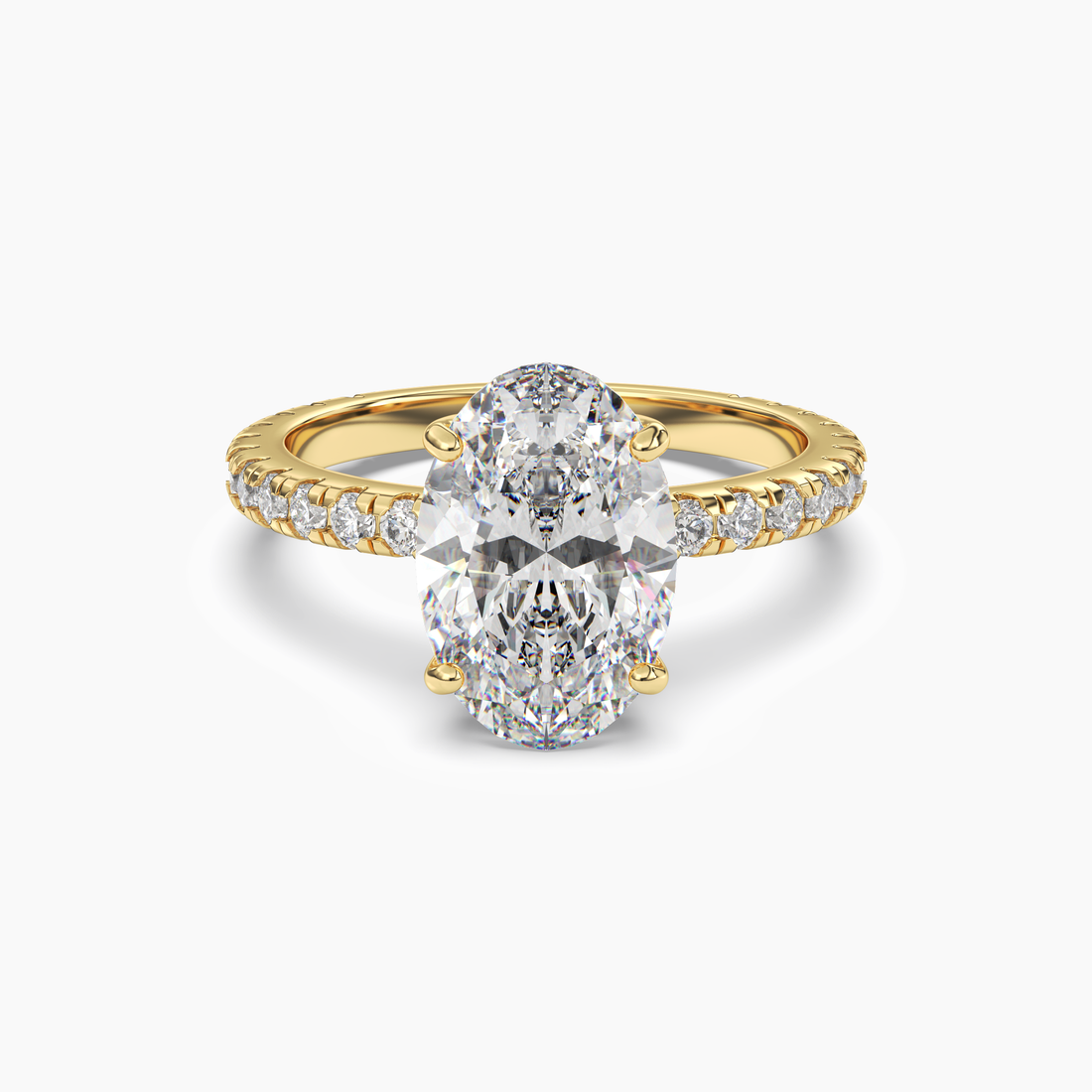 Cascade Oval 3 Carat Lab Grown Diamond Engagement Ring in 18K White Gold