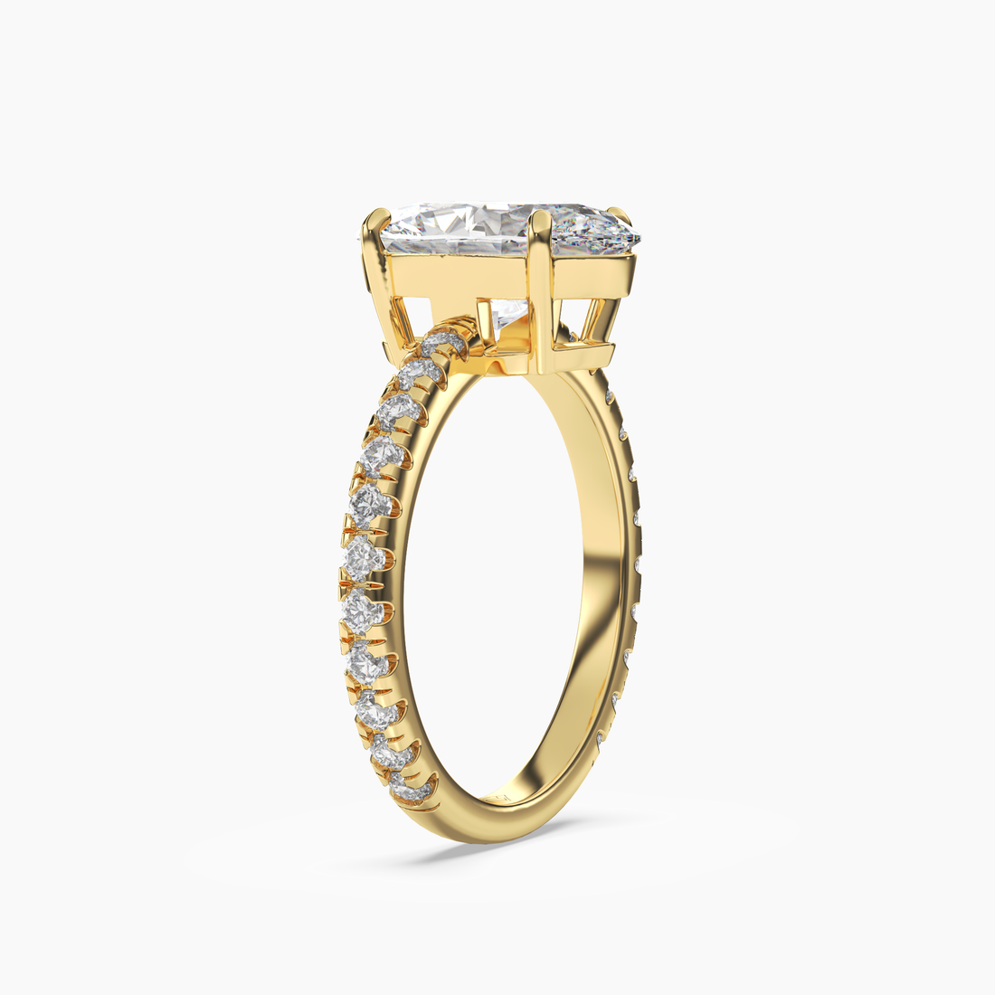 Cascade Oval 2 Carat Lab Grown Diamond Engagement Ring in 14K Rose Gold