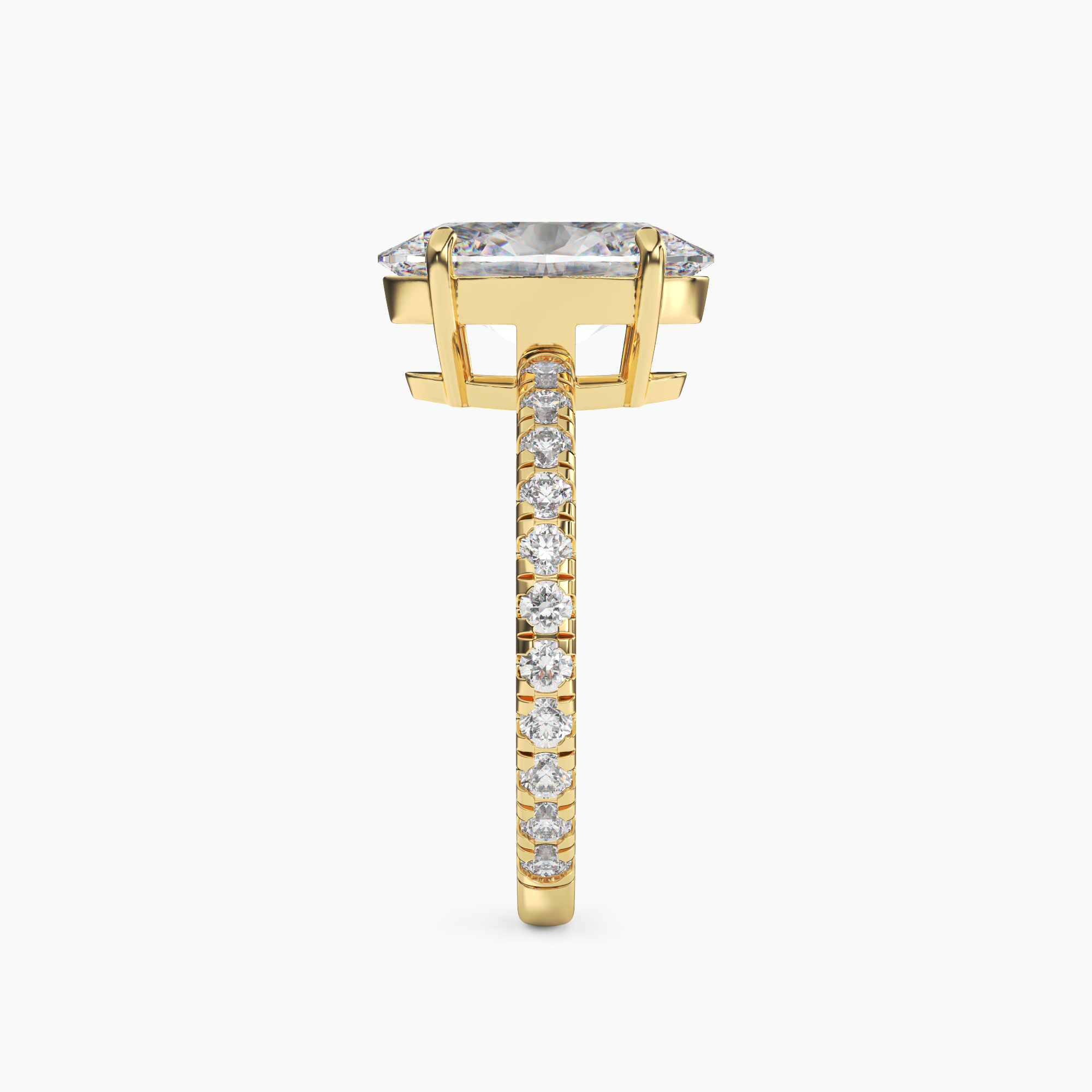 Cascade Oval Diamond Ring Setting in 14K Rose Gold