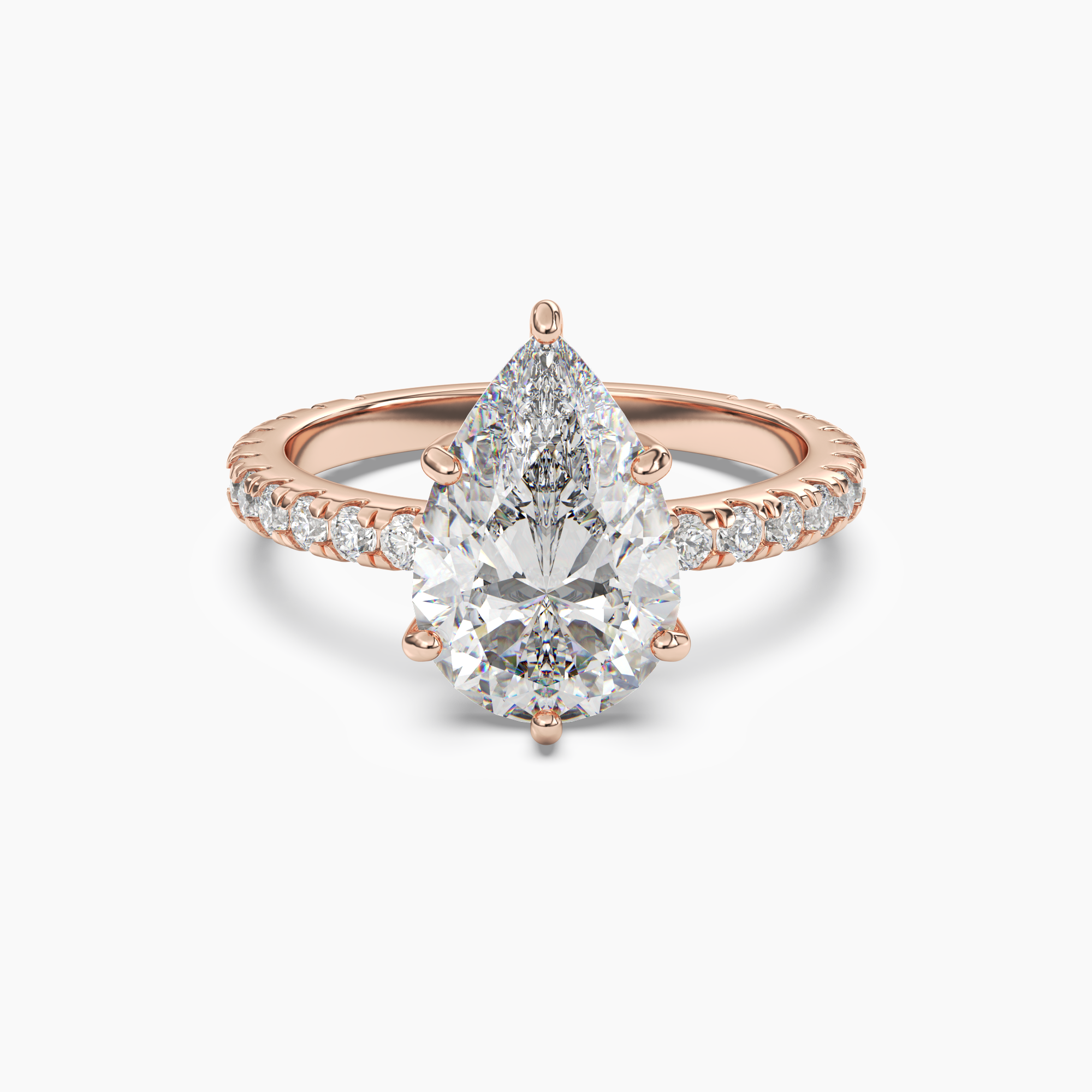 Cascade Pear Diamond Ring Setting in 14K Yellow Gold