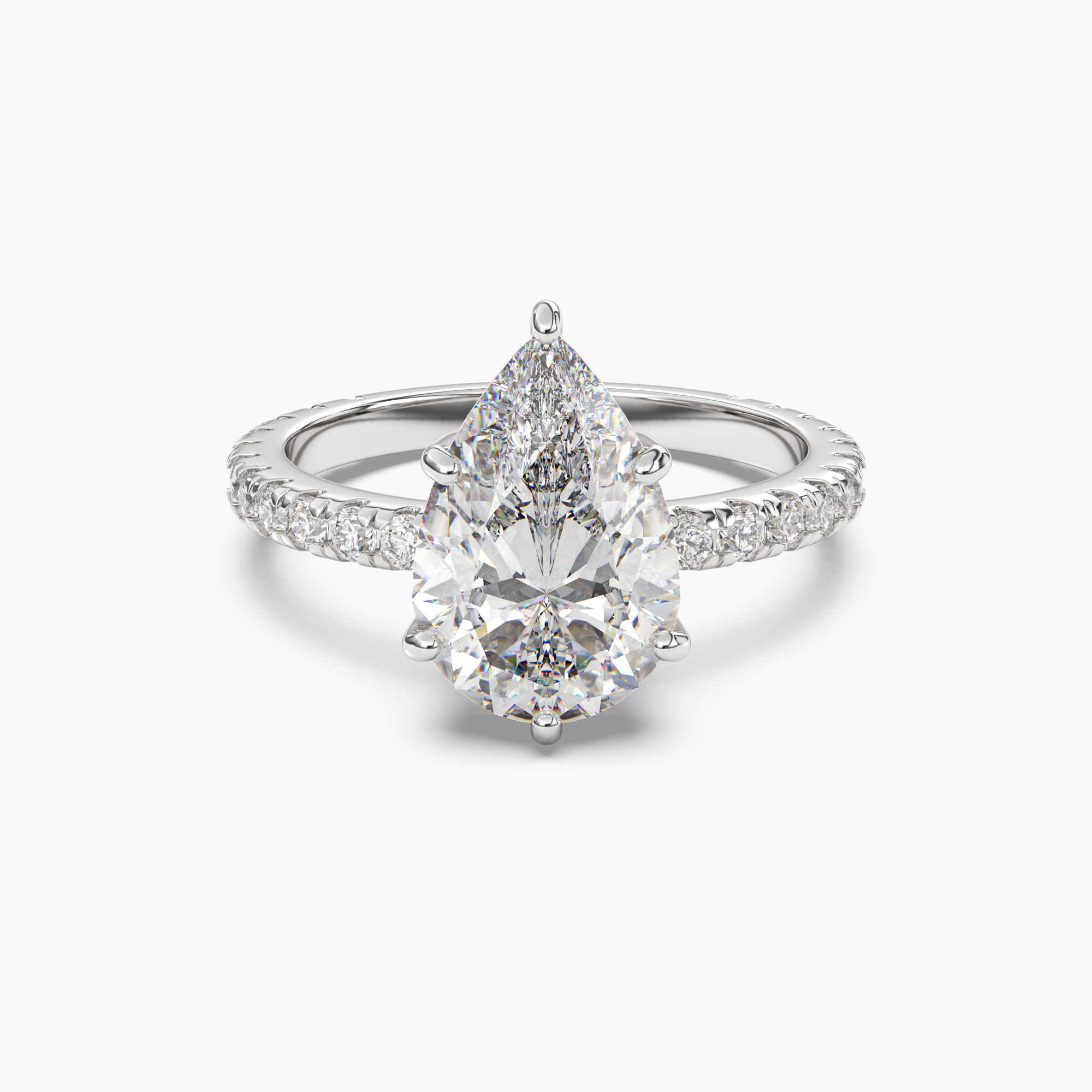 Cascade Pear 1 Carat Lab Grown Diamond Engagement Ring in 18K Yellow Gold