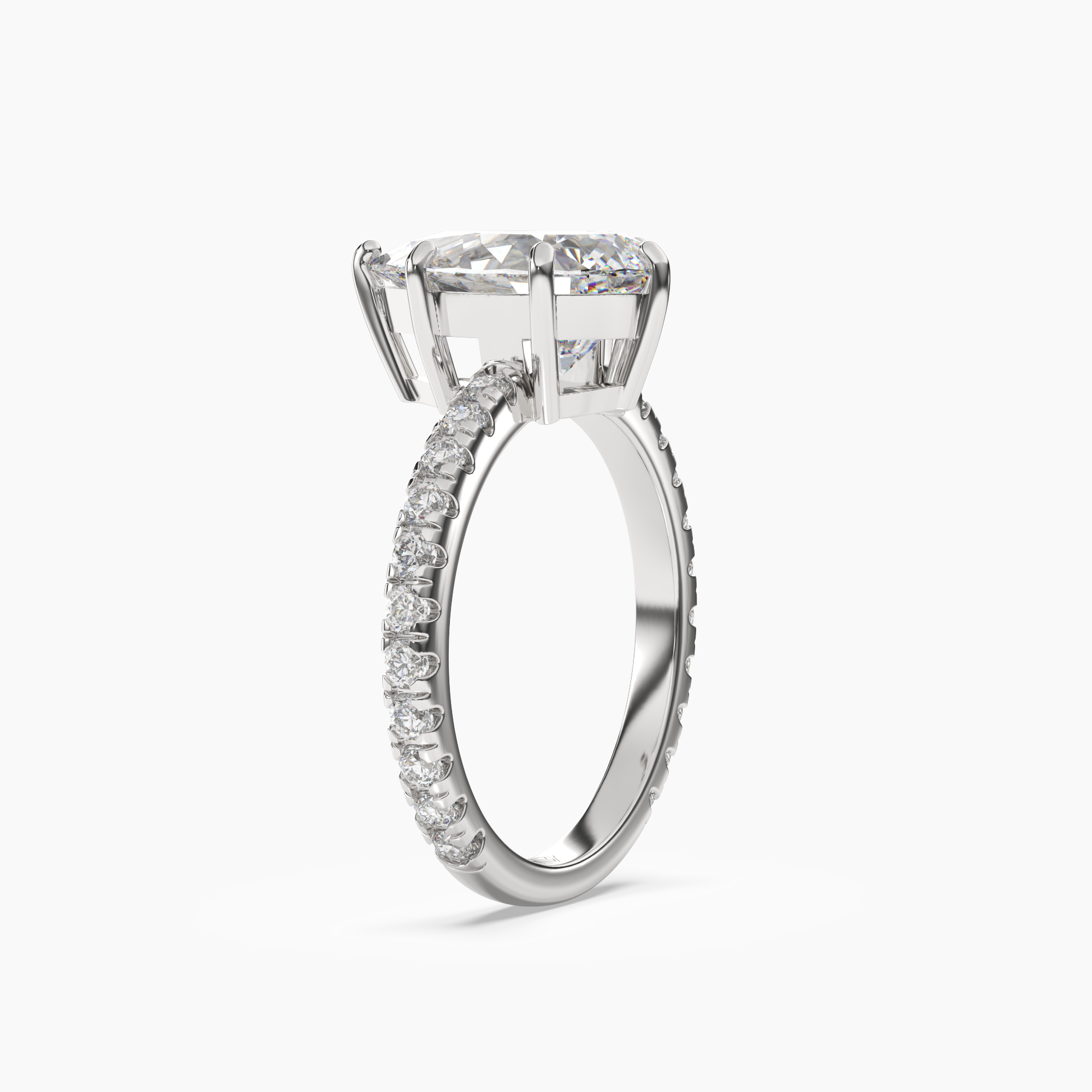 Cascade Pear 2.5 Carat Lab Grown Diamond Engagement Ring in 14K White Gold