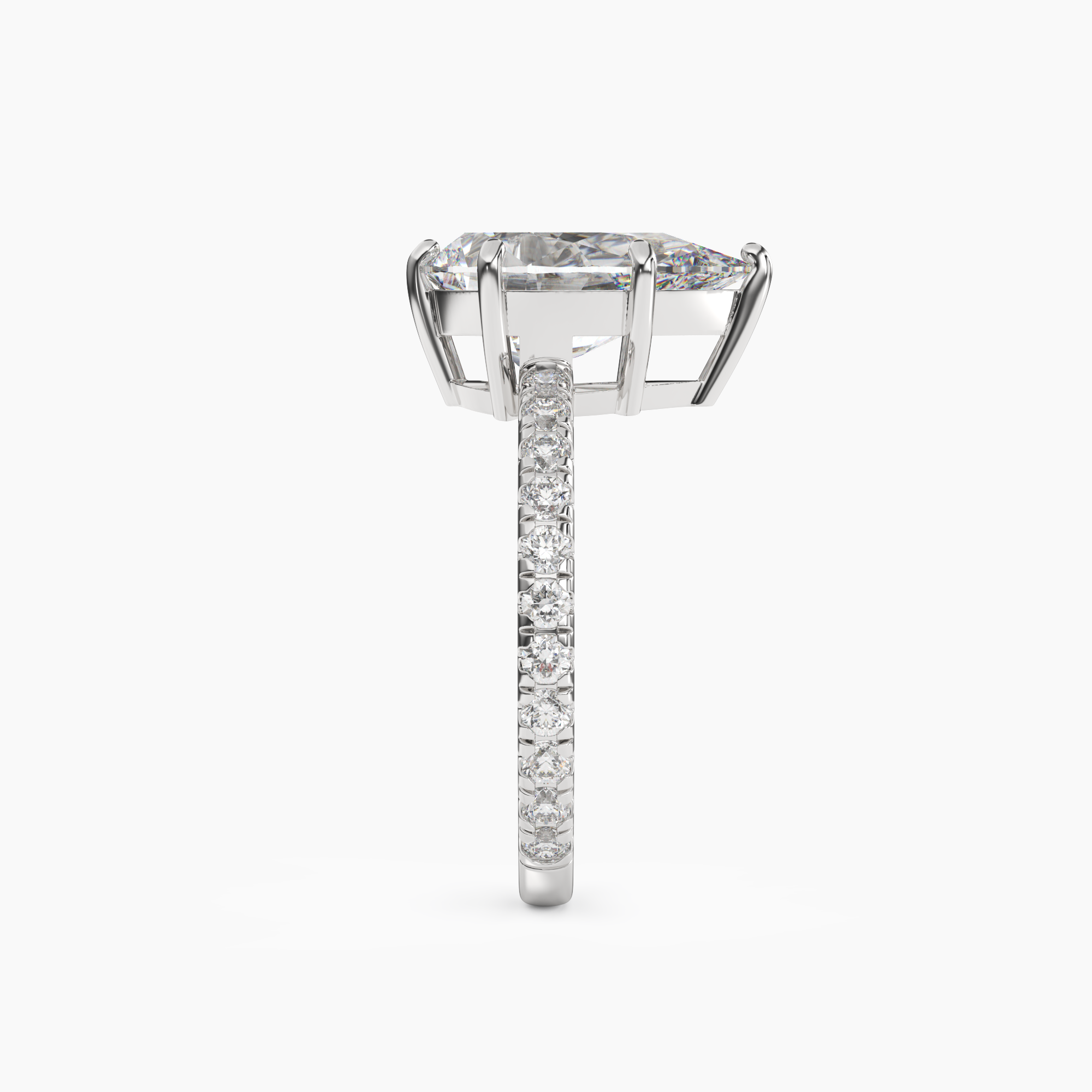 Cascade Pear Diamond Ring Setting in 18K Yellow Gold