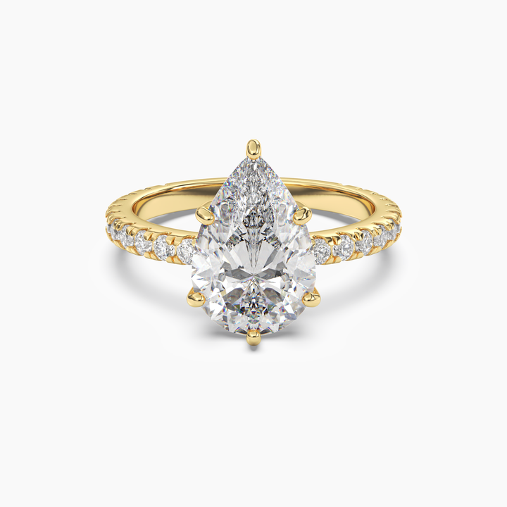 Cascade Pear 1.5 Carat Lab Grown Diamond Engagement Ring in 14K Yellow Gold