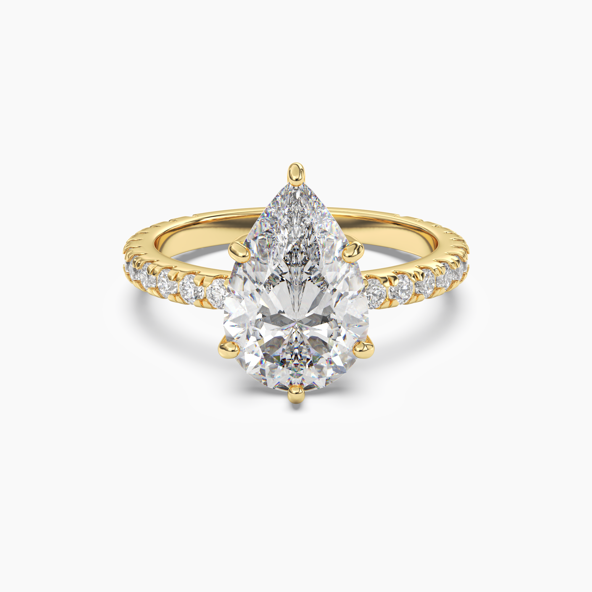 Cascade Pear 2.5 Carat Lab Grown Diamond Engagement Ring in 14K Rose Gold