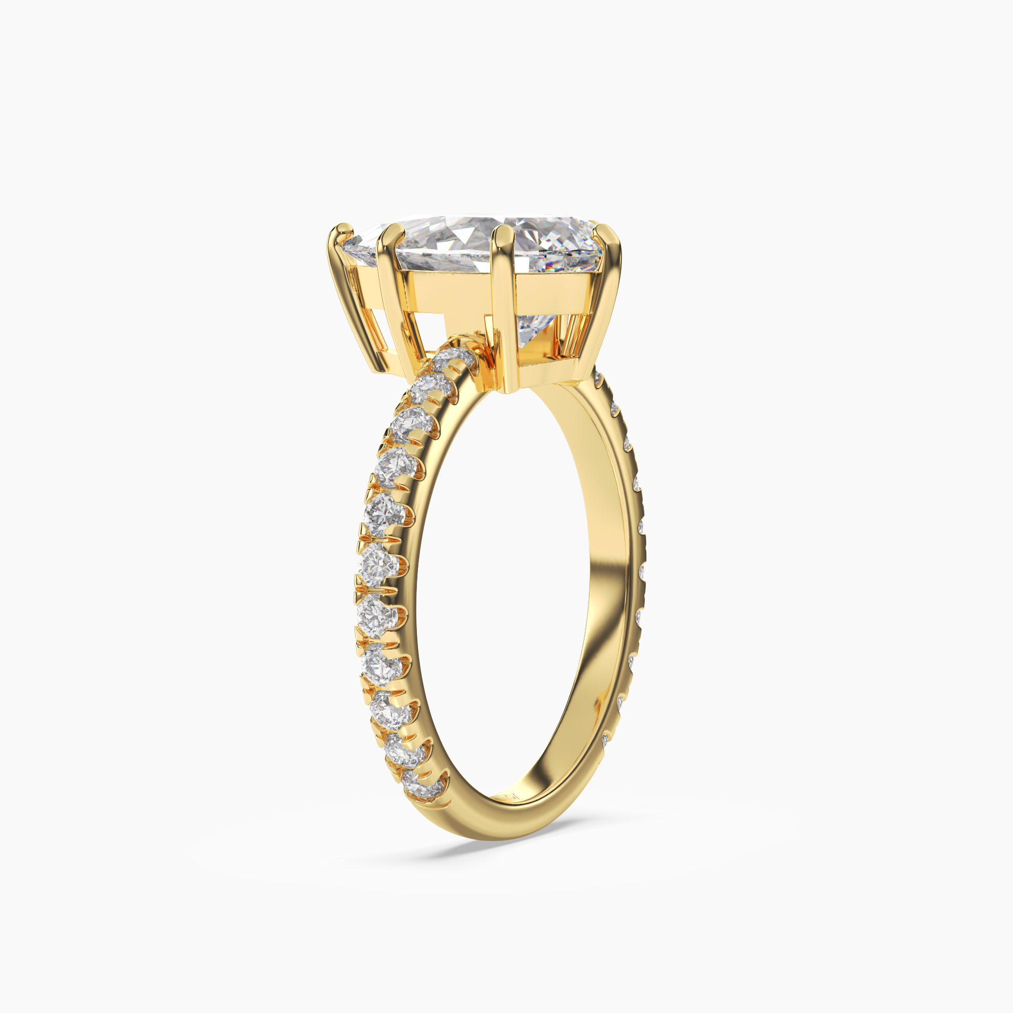 Cascade Pear 3 Carat Lab Grown Diamond Engagement Ring in 18K White Gold