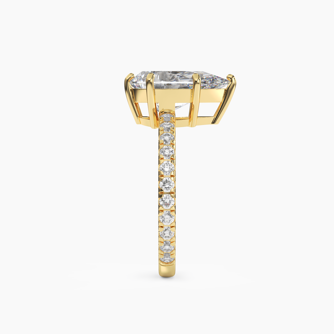 Cascade Pear 1 Carat Lab Grown Diamond Engagement Ring in 18K Yellow Gold