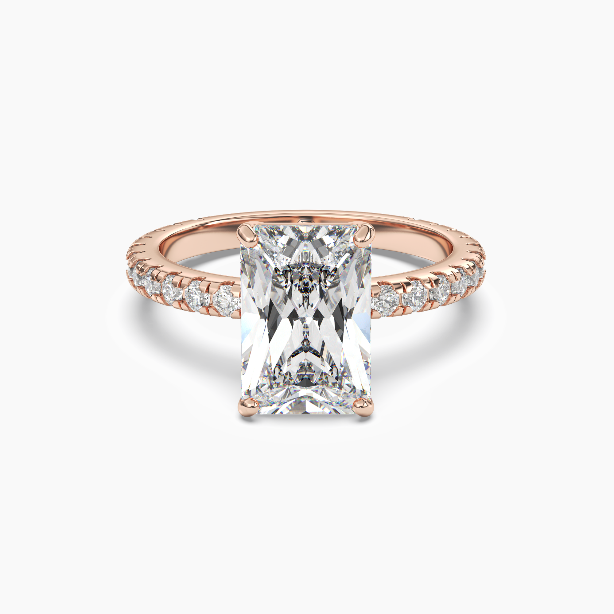 Cascade Radiant 1 Carat Lab Grown Diamond Engagement Ring in 14K Rose Gold