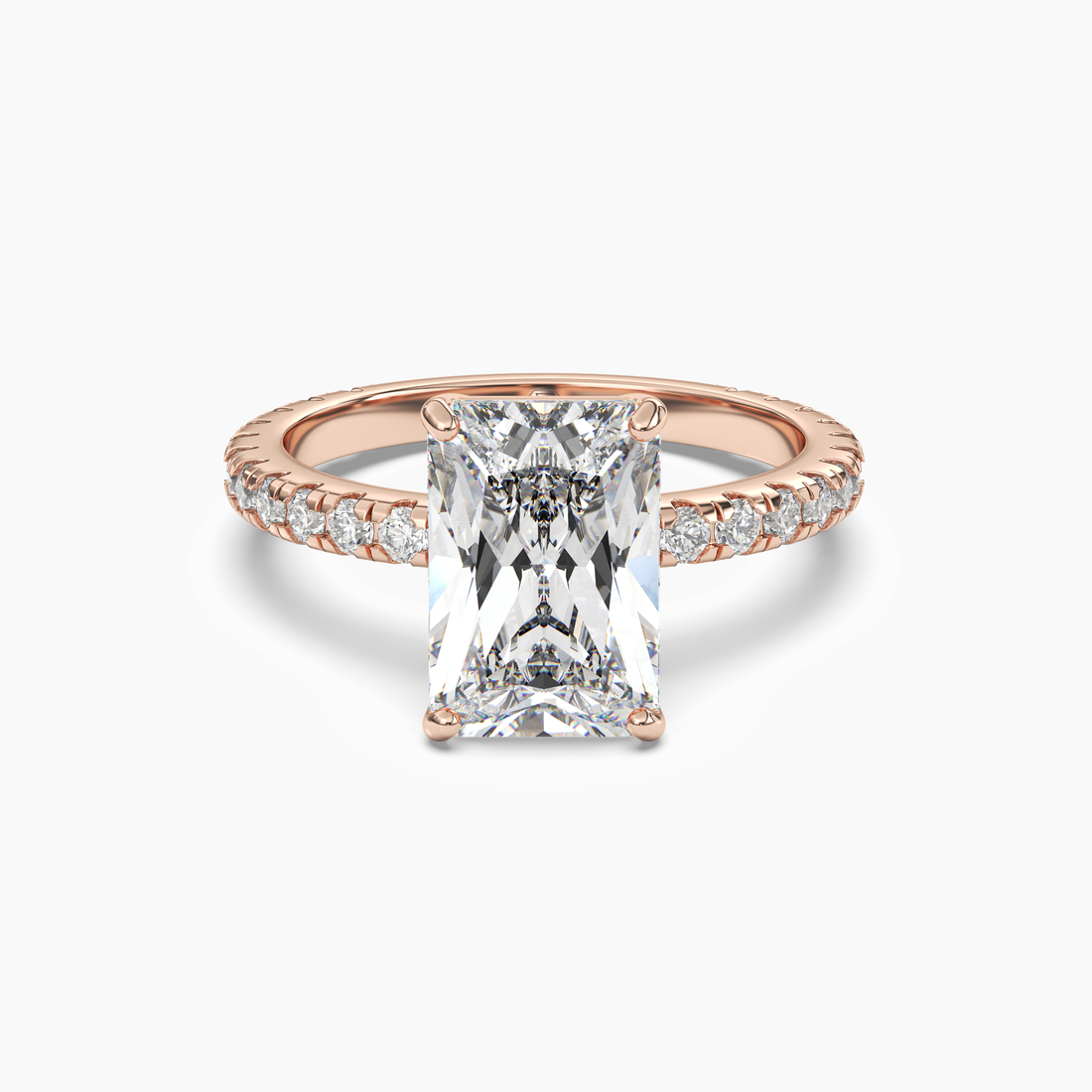 Cascade Radiant 1 Carat Lab Grown Diamond Engagement Ring in 14K Rose Gold