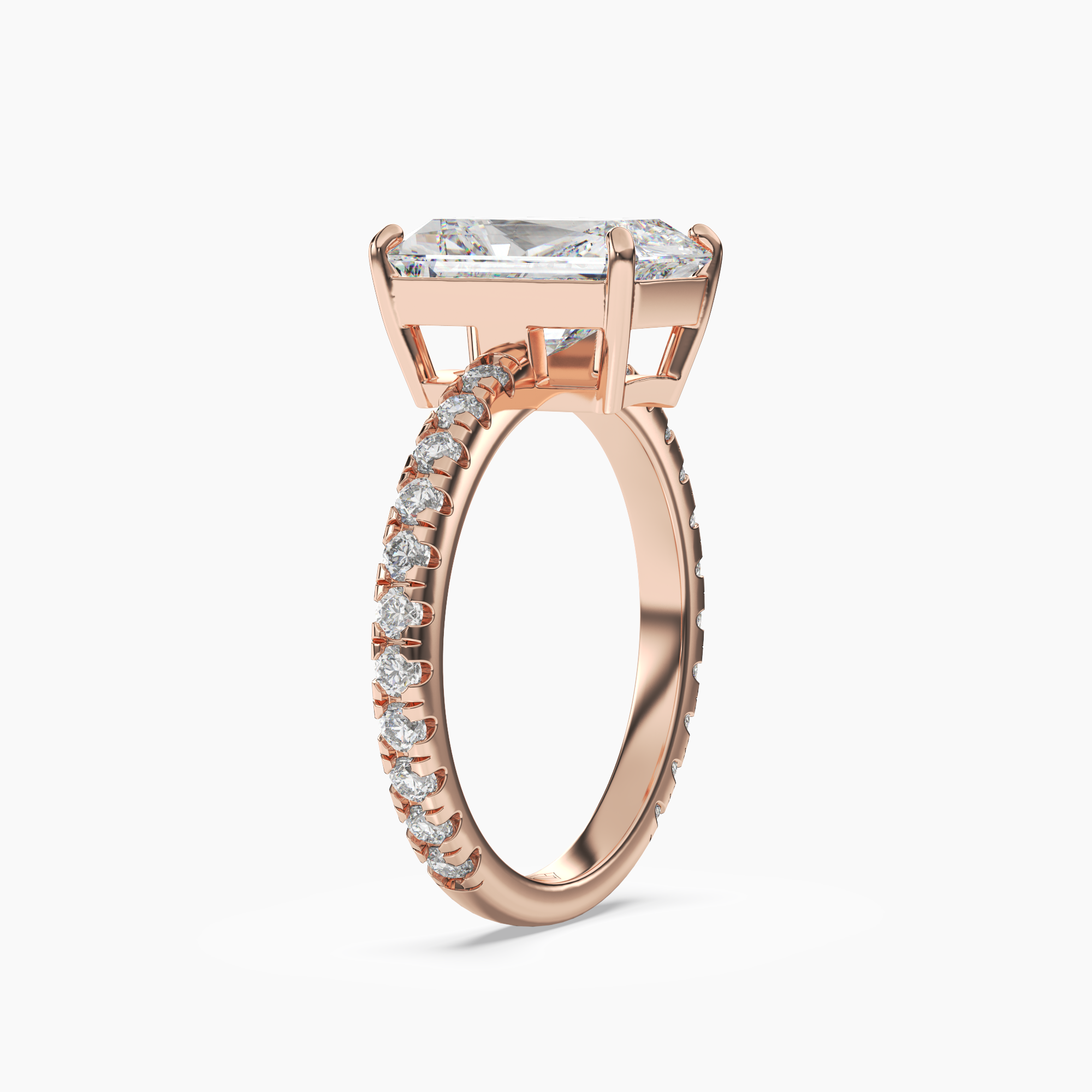 Cascade Radiant 2.5 Carat Lab Grown Diamond Engagement Ring in 14K Yellow Gold