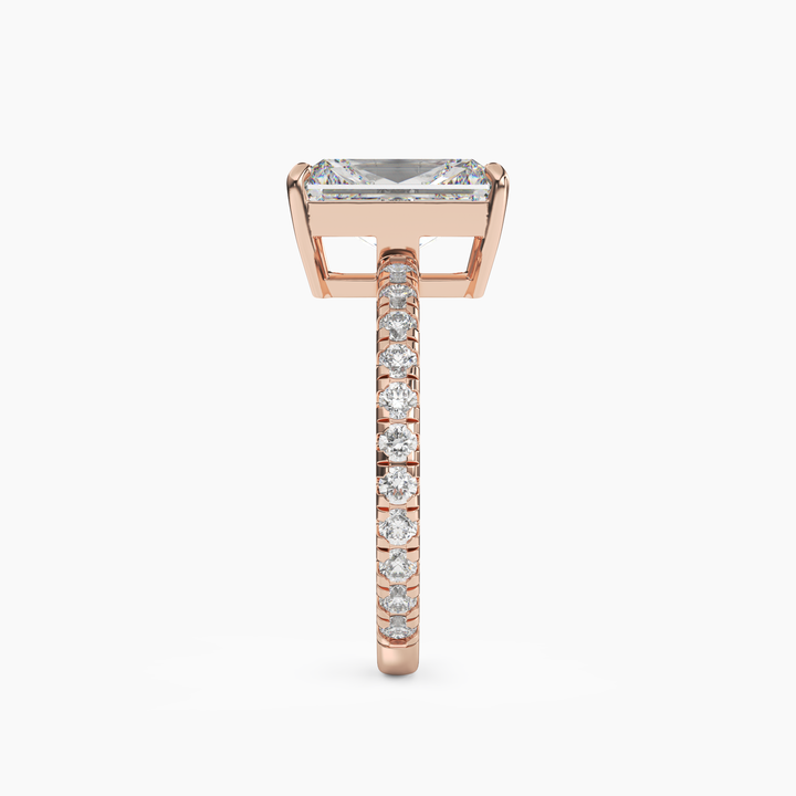 Cascade Radiant 3 Carat Lab Grown Diamond Engagement Ring in 18K White Gold