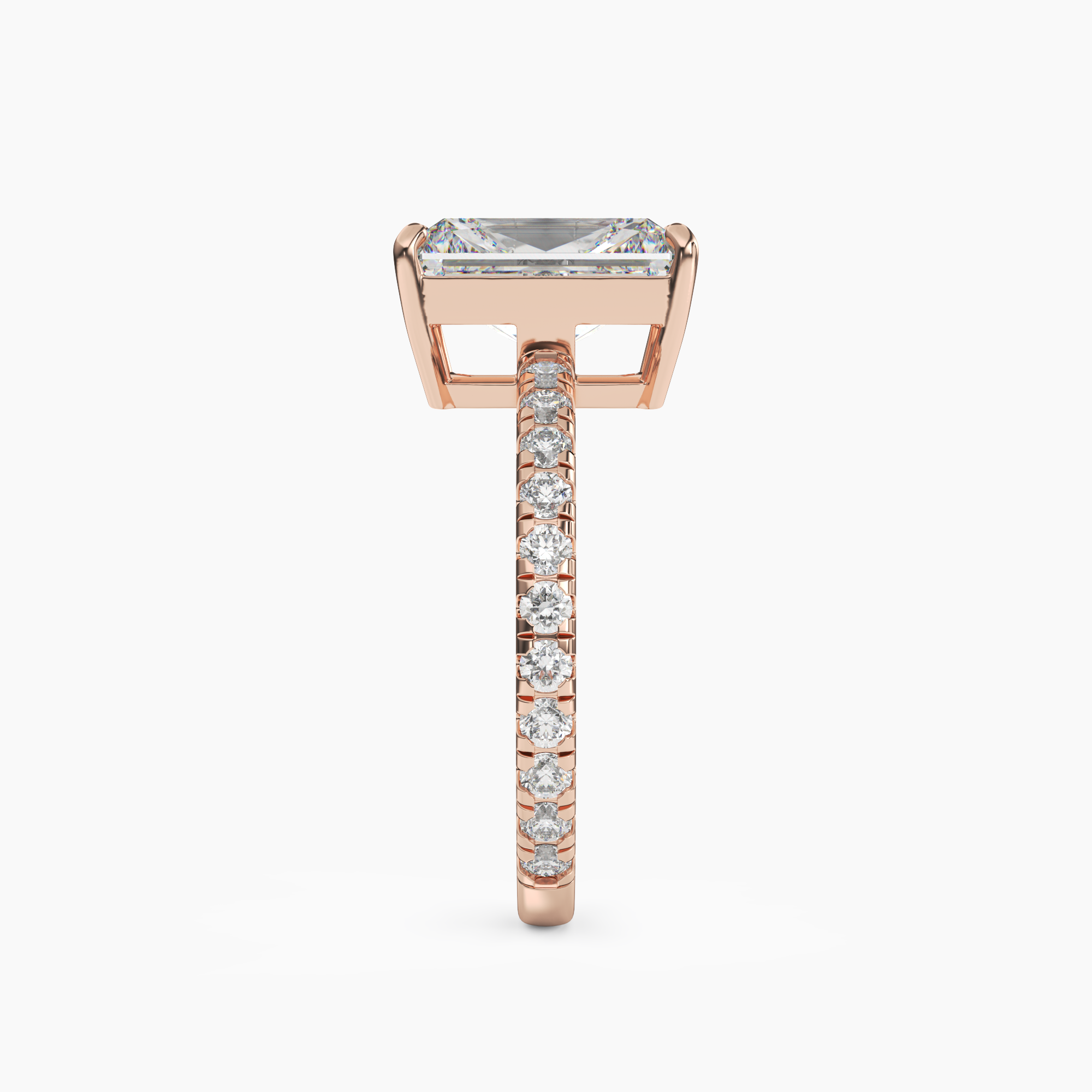 Cascade Radiant Diamond Ring Setting in 18K White Gold