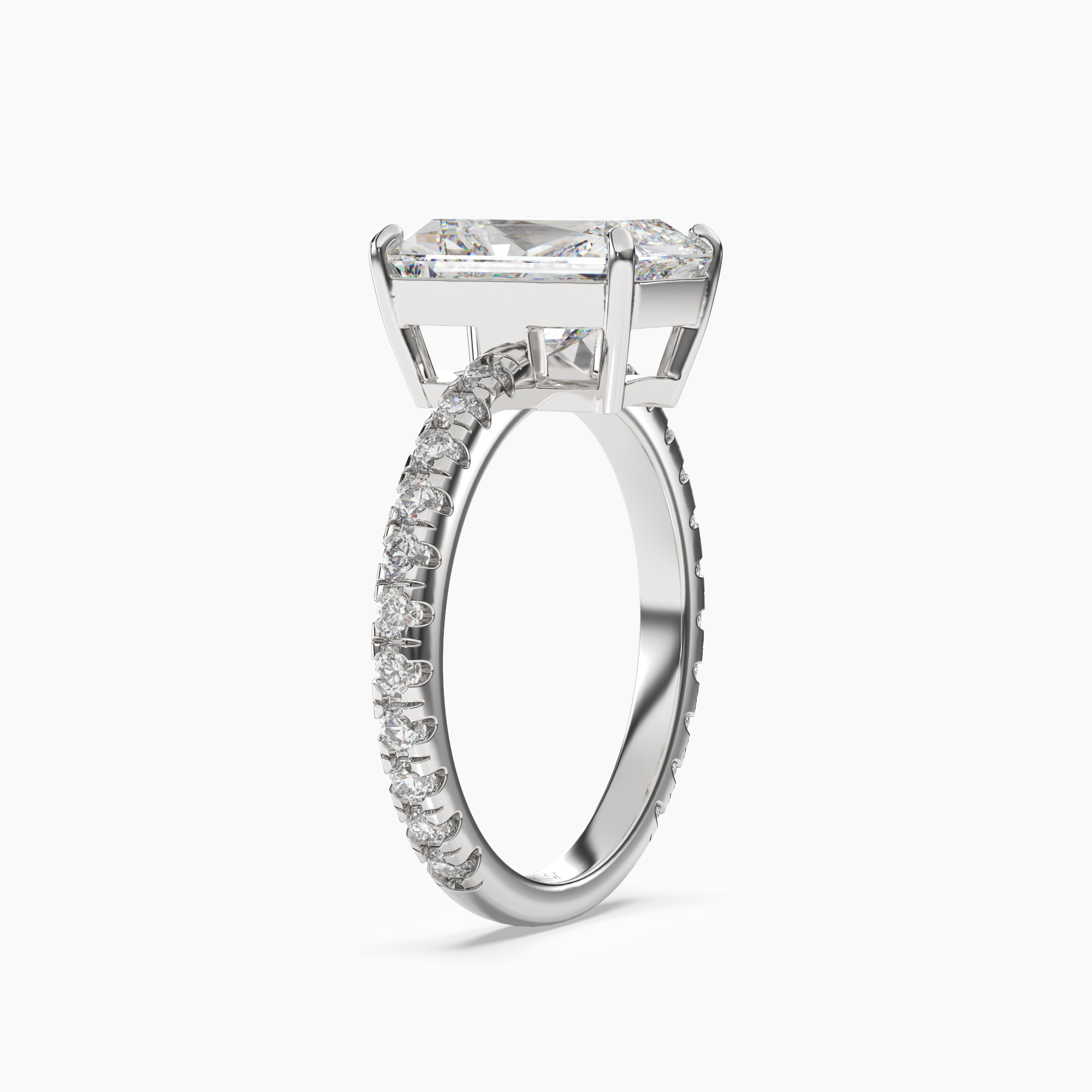 Cascade Radiant 2.5 Carat Lab Grown Diamond Engagement Ring in 14K White Gold