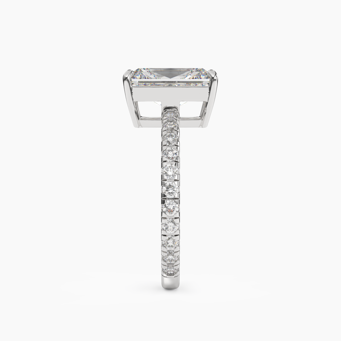 Cascade Radiant Diamond Ring Setting in 14K Yellow Gold