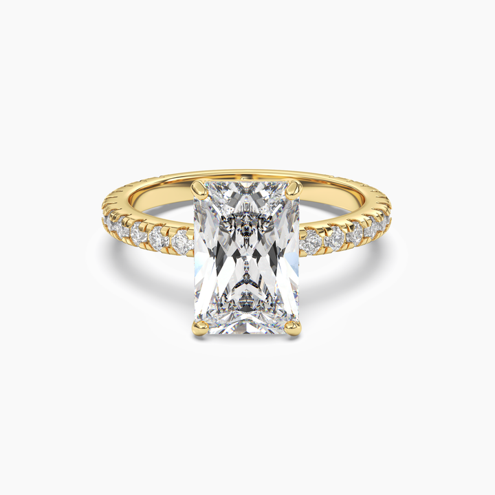 Cascade Radiant 2.5 Carat Lab Grown Diamond Engagement Ring in 18K Yellow Gold