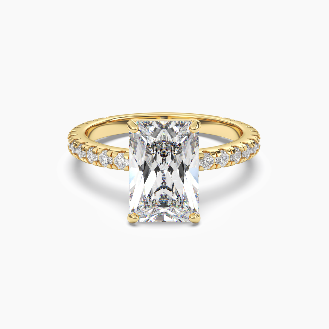 Cascade Radiant 2 Carat Lab Grown Diamond Engagement Ring in 14K Yellow Gold