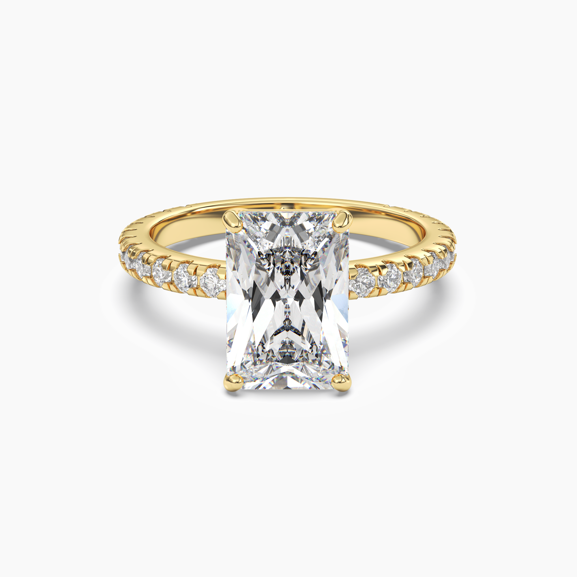 Cascade Radiant 1.5 Carat Lab Grown Diamond Engagement Ring in 18K Yellow Gold