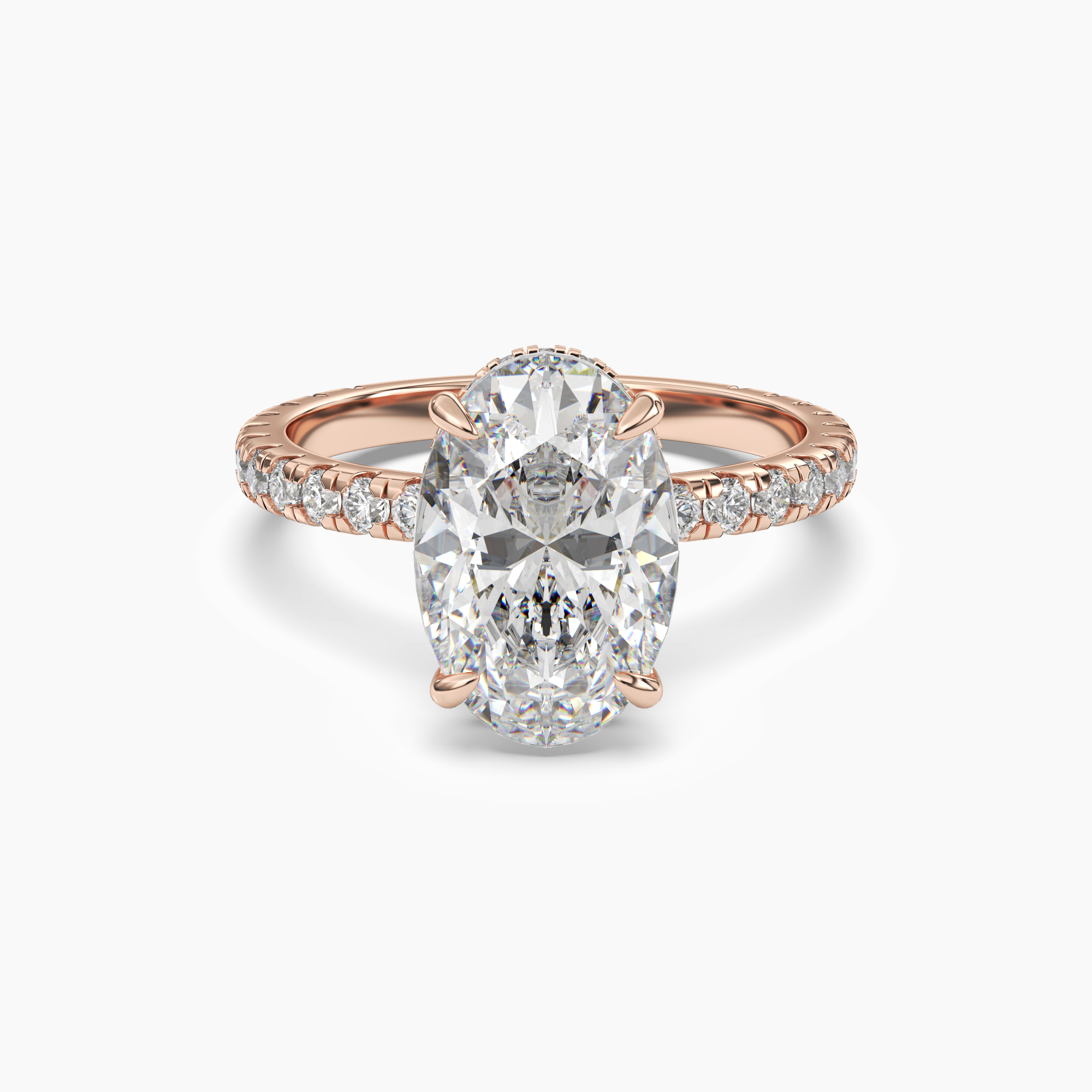 Fresco Oval Hidden Halo 1 Carat Lab Grown Diamond Engagement Ring in 14K White Gold