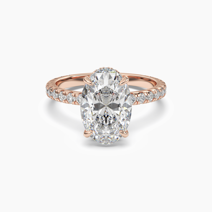 Fresco Oval Hidden Halo 1.5 Carat Lab Grown Diamond Engagement Ring in 18K Rose Gold