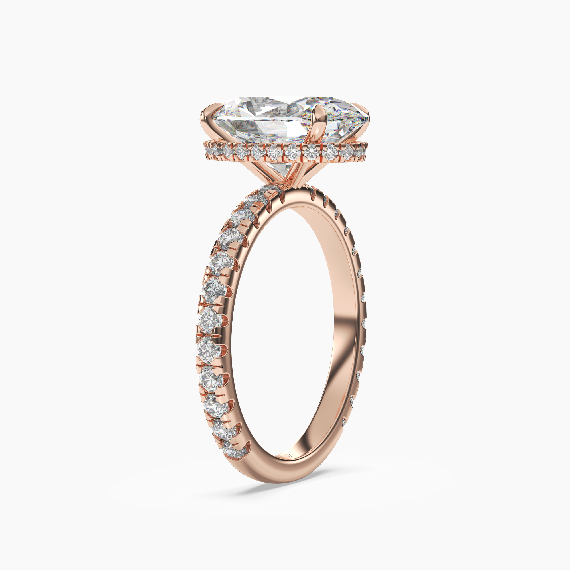 Fresco Oval Hidden Halo 2.5 Carat Lab Grown Diamond Engagement Ring in 18K White Gold