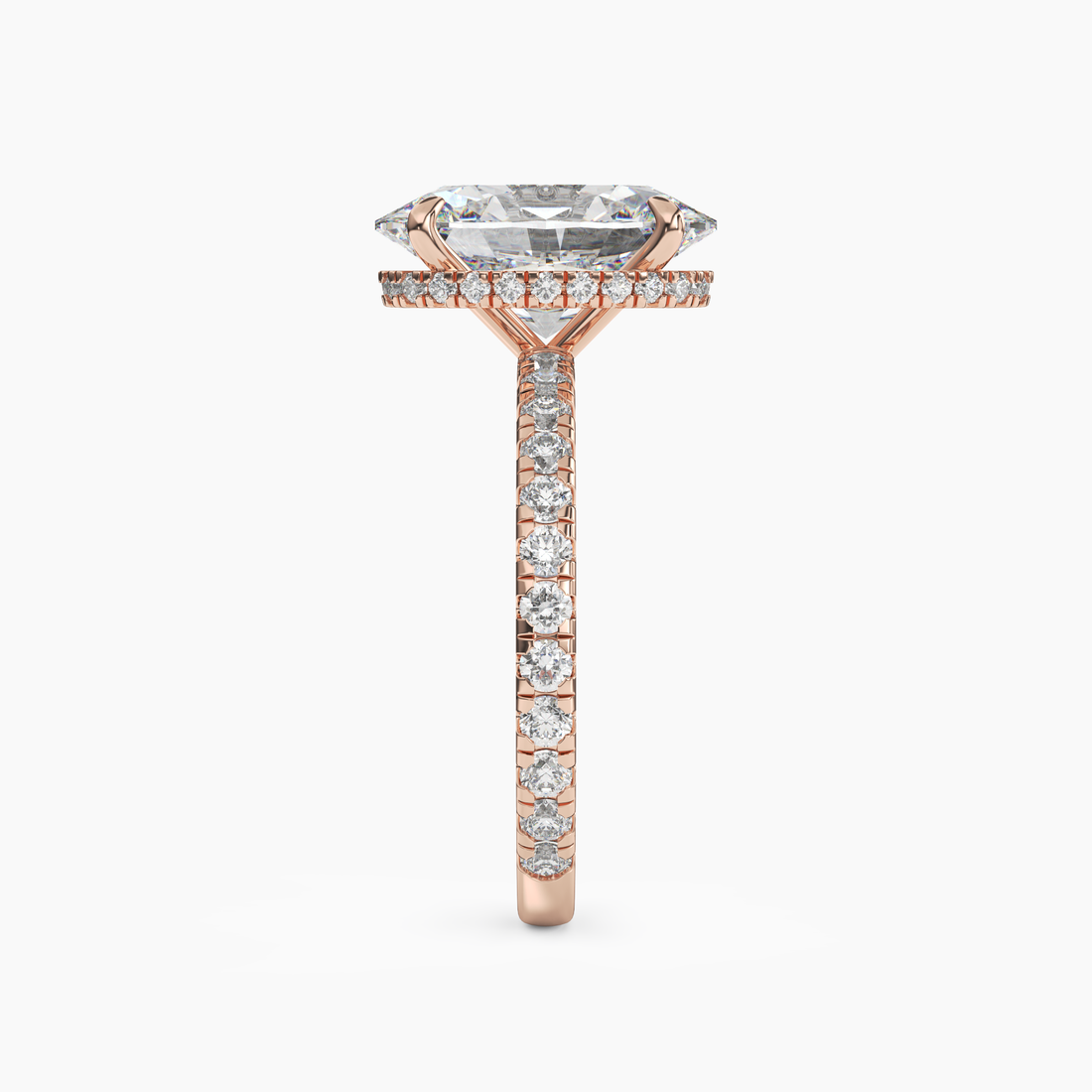 Fresco Oval Hidden Halo 2 Carat Lab Grown Diamond Engagement Ring in 14K White Gold