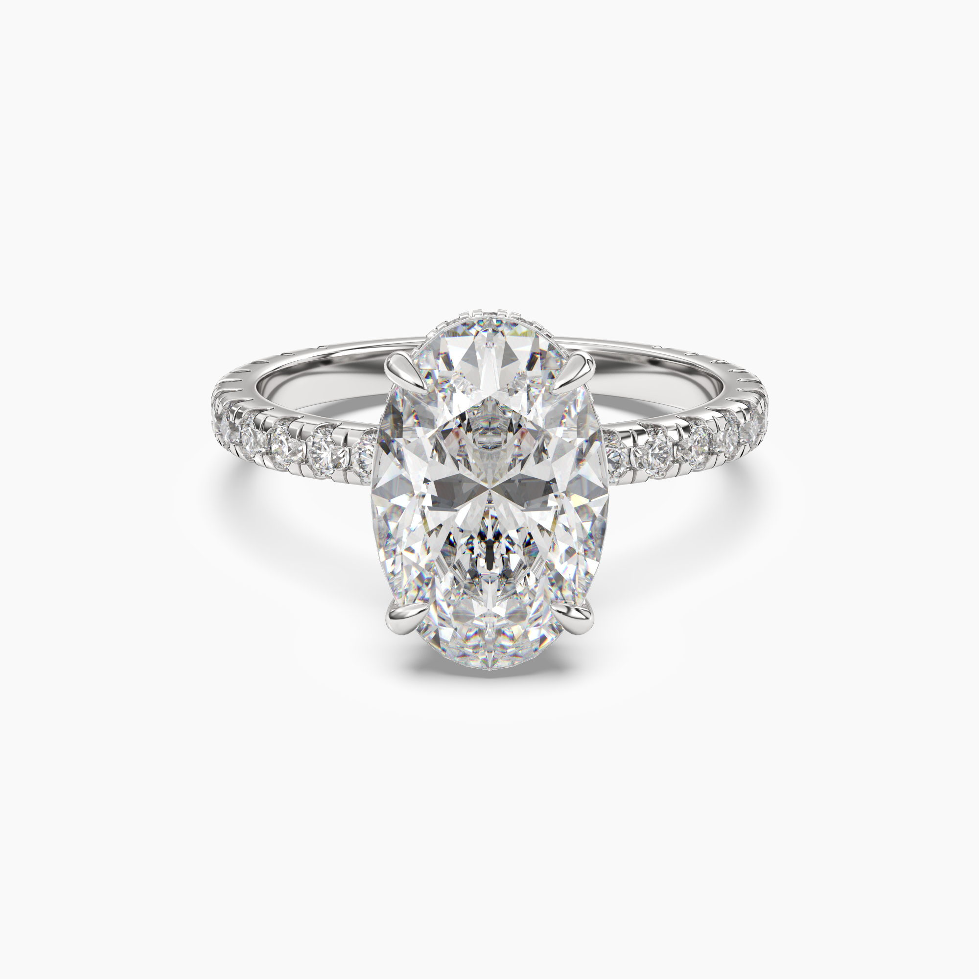 Fresco Oval Hidden Halo 2 Carat Lab Grown Diamond Engagement Ring in 14K Yellow Gold