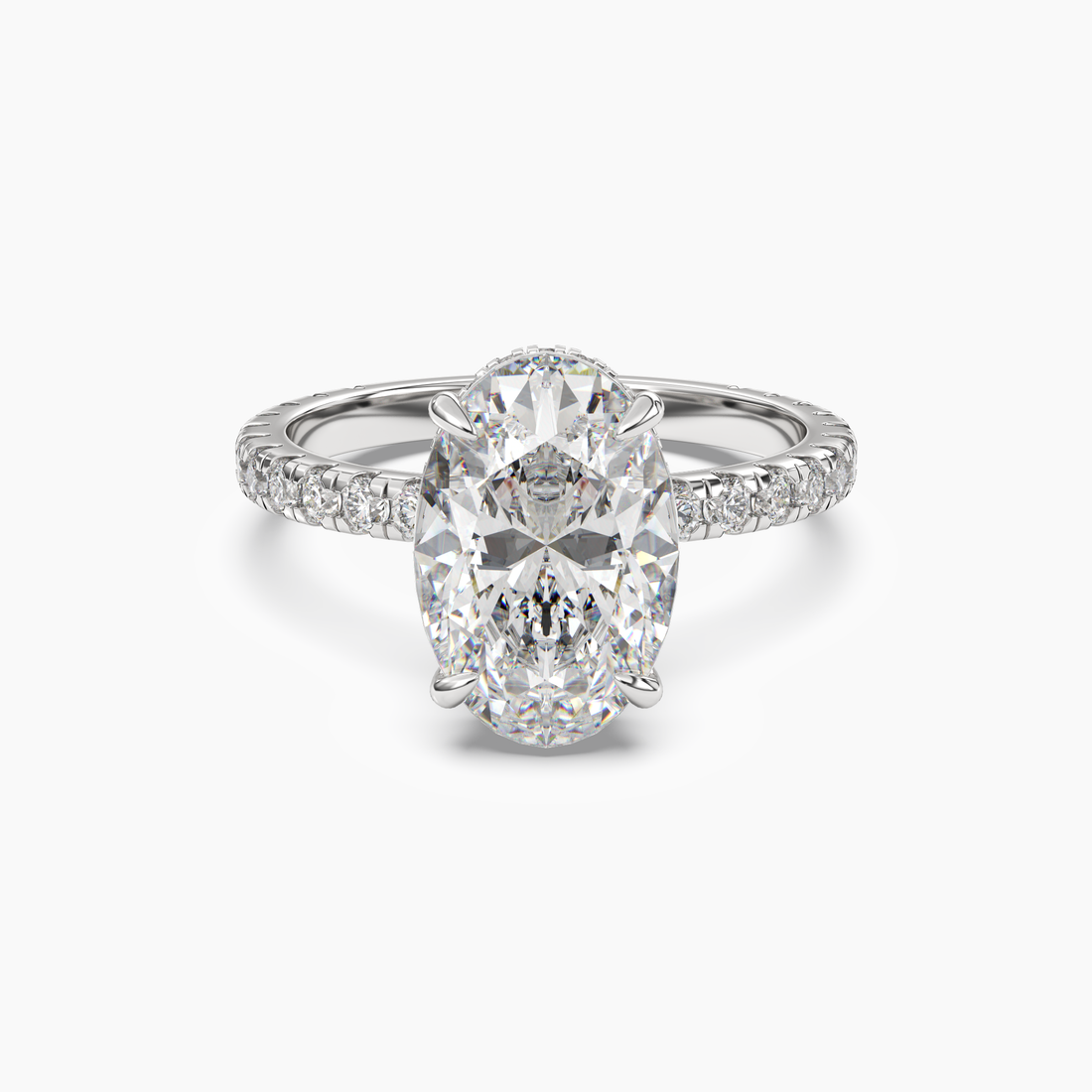 Fresco Oval Hidden Halo 1.5 Carat Lab Grown Diamond Engagement Ring in 18K White Gold