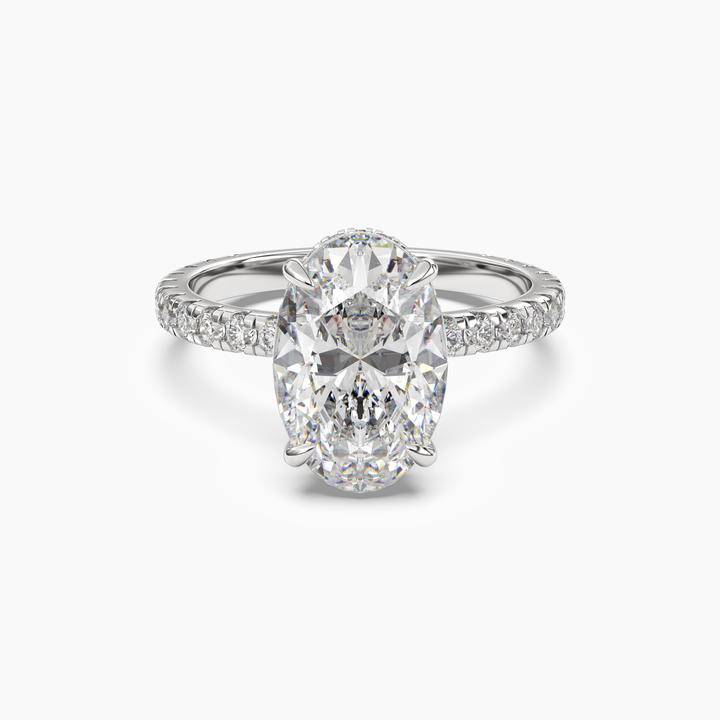 Fresco Oval Hidden Halo 2 Carat Lab Grown Diamond Engagement Ring in 14K White Gold