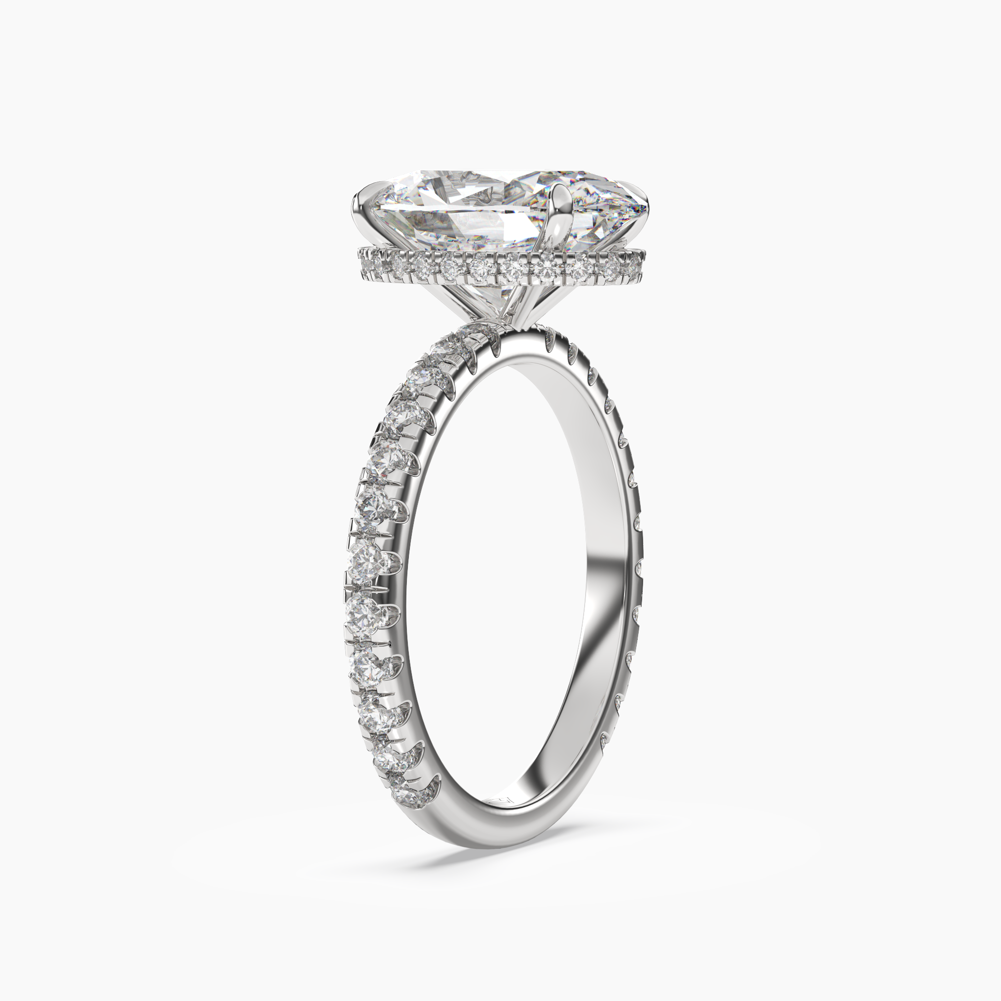 Fresco Oval Hidden Halo 1 Carat Lab Grown Diamond Engagement Ring in 18K Yellow Gold