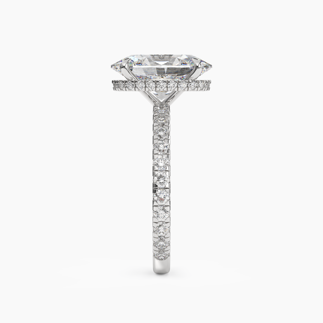 Fresco Oval Hidden Halo 2 Carat Lab Grown Diamond Engagement Ring in 18K Yellow Gold