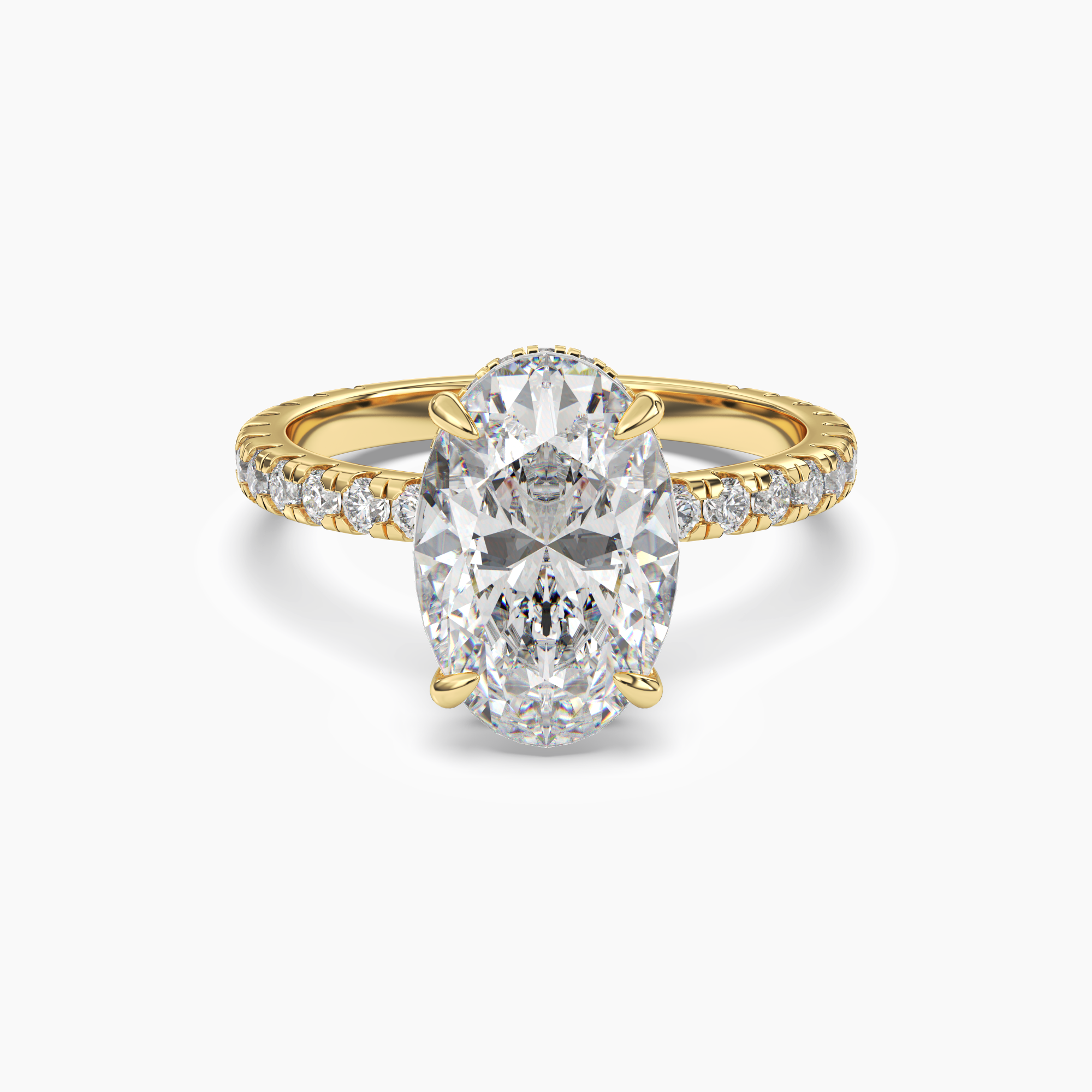 Fresco Oval Hidden Halo 2.5 Carat Lab Grown Diamond Engagement Ring in 18K Yellow Gold