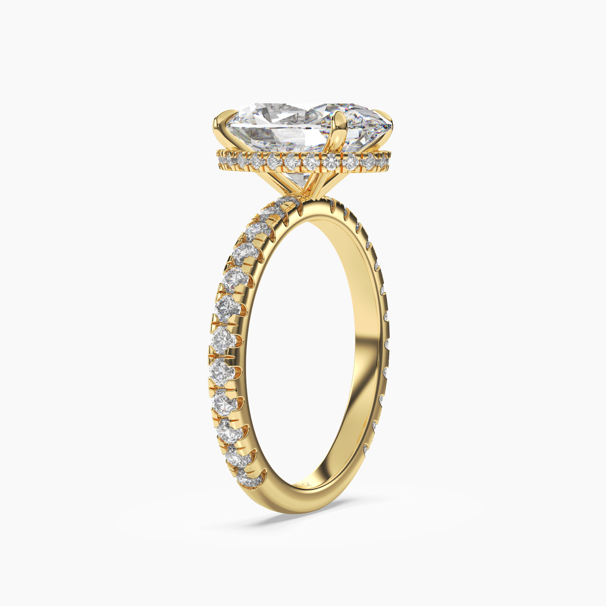 Fresco Oval Hidden Halo 2.5 Carat Lab Grown Diamond Engagement Ring in 14K Yellow Gold