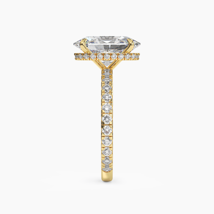 Fresco Oval Hidden Halo 3 Carat Lab Grown Diamond Engagement Ring in 14K Rose Gold