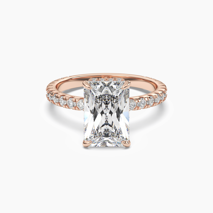 Fresco Radiant Hidden Halo 2 Carat Lab Grown Diamond Engagement Ring in 18K Rose Gold