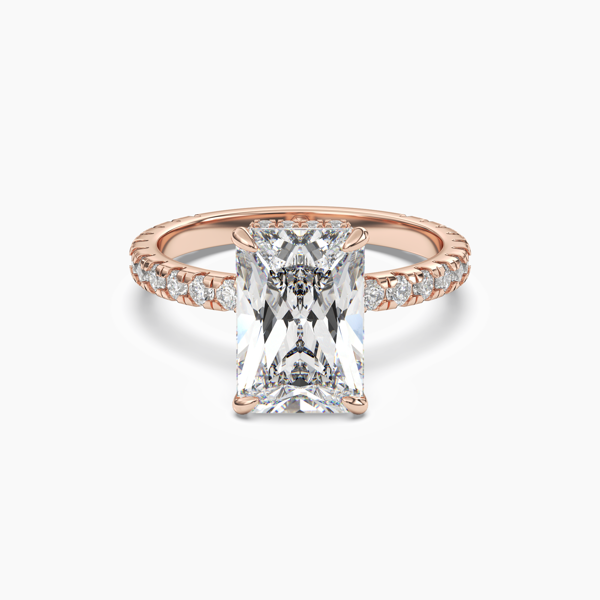 Fresco Radiant Hidden Halo 1 Carat Lab Grown Diamond Engagement Ring in 18K Yellow Gold