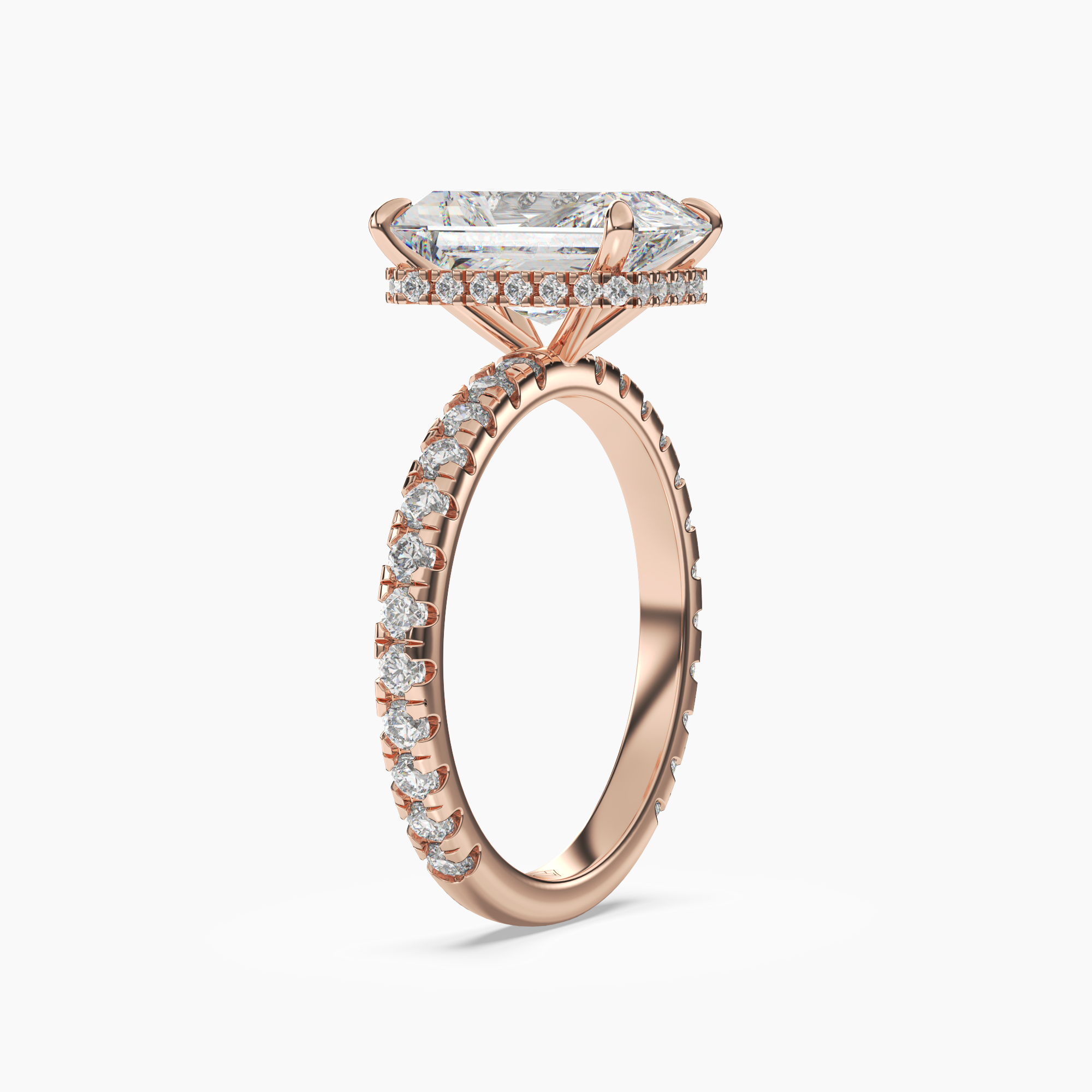 Fresco Radiant Hidden Halo 1.5 Carat Lab Grown Diamond Engagement Ring in 14K Rose Gold