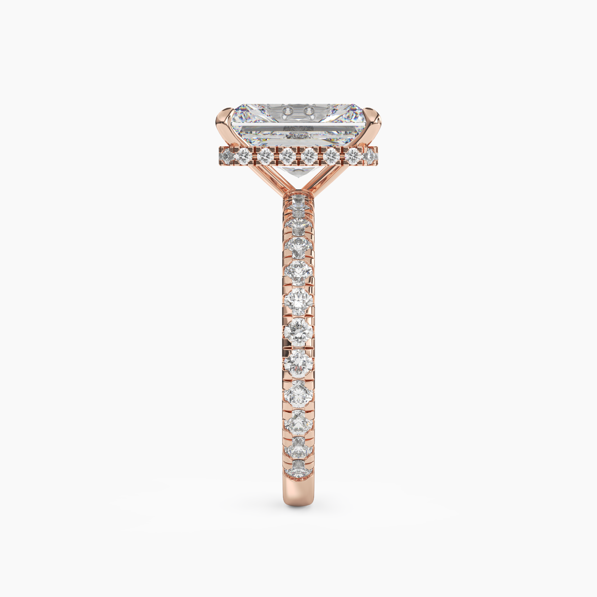 Fresco Radiant Hidden Halo Diamond Ring Setting in 18K Yellow Gold