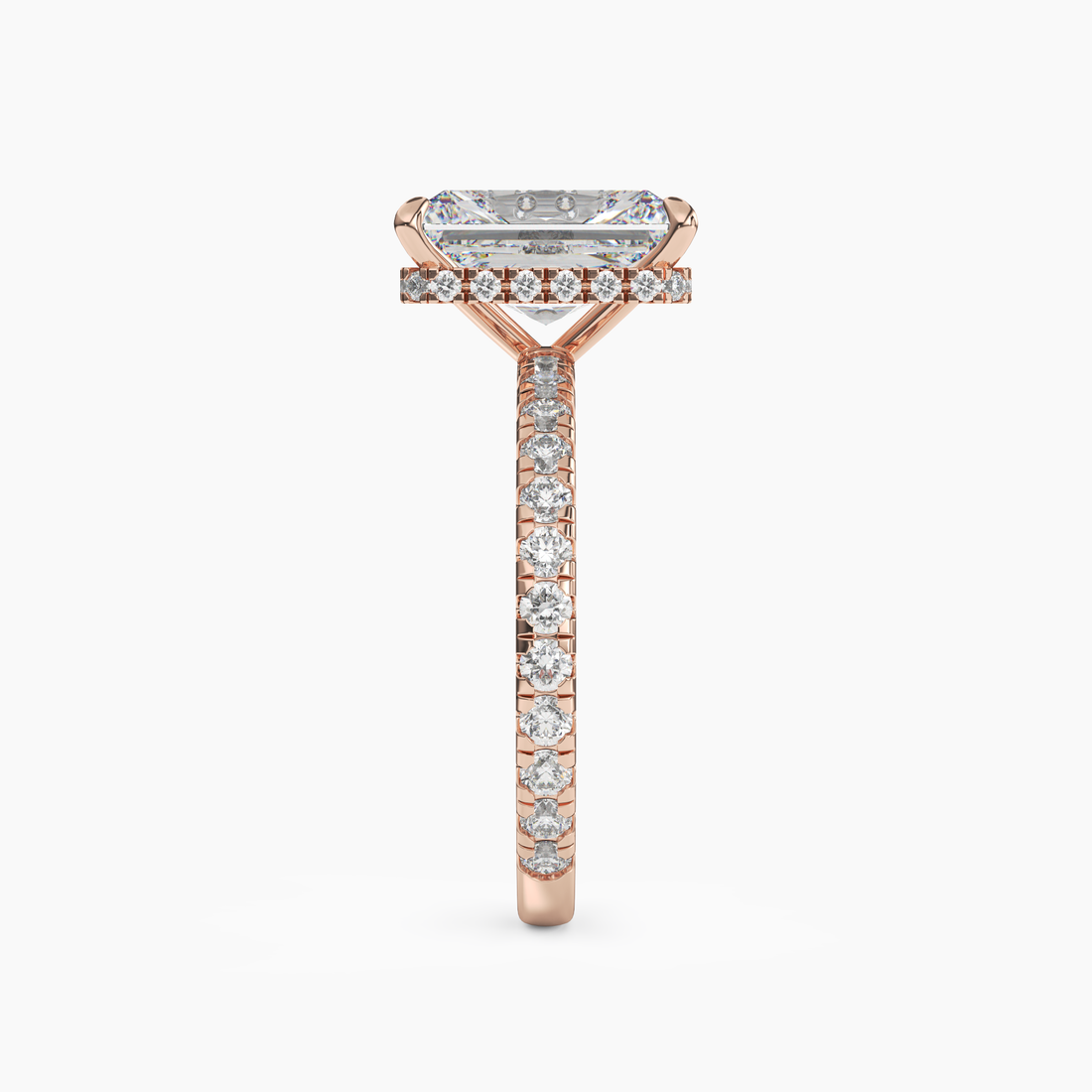 Fresco Radiant Hidden Halo Diamond Ring Setting in 18K Yellow Gold
