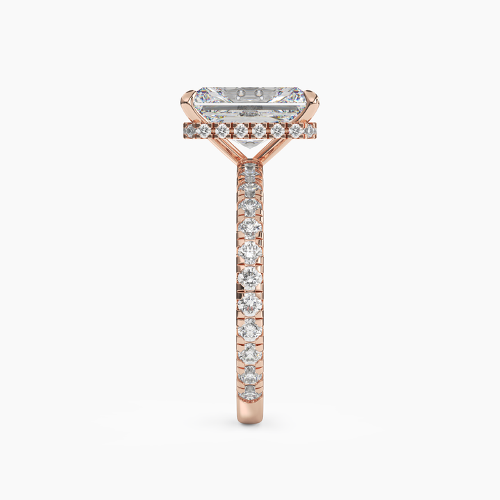 Fresco Radiant Hidden Halo 3 Carat Lab Grown Diamond Engagement Ring in 14K White Gold