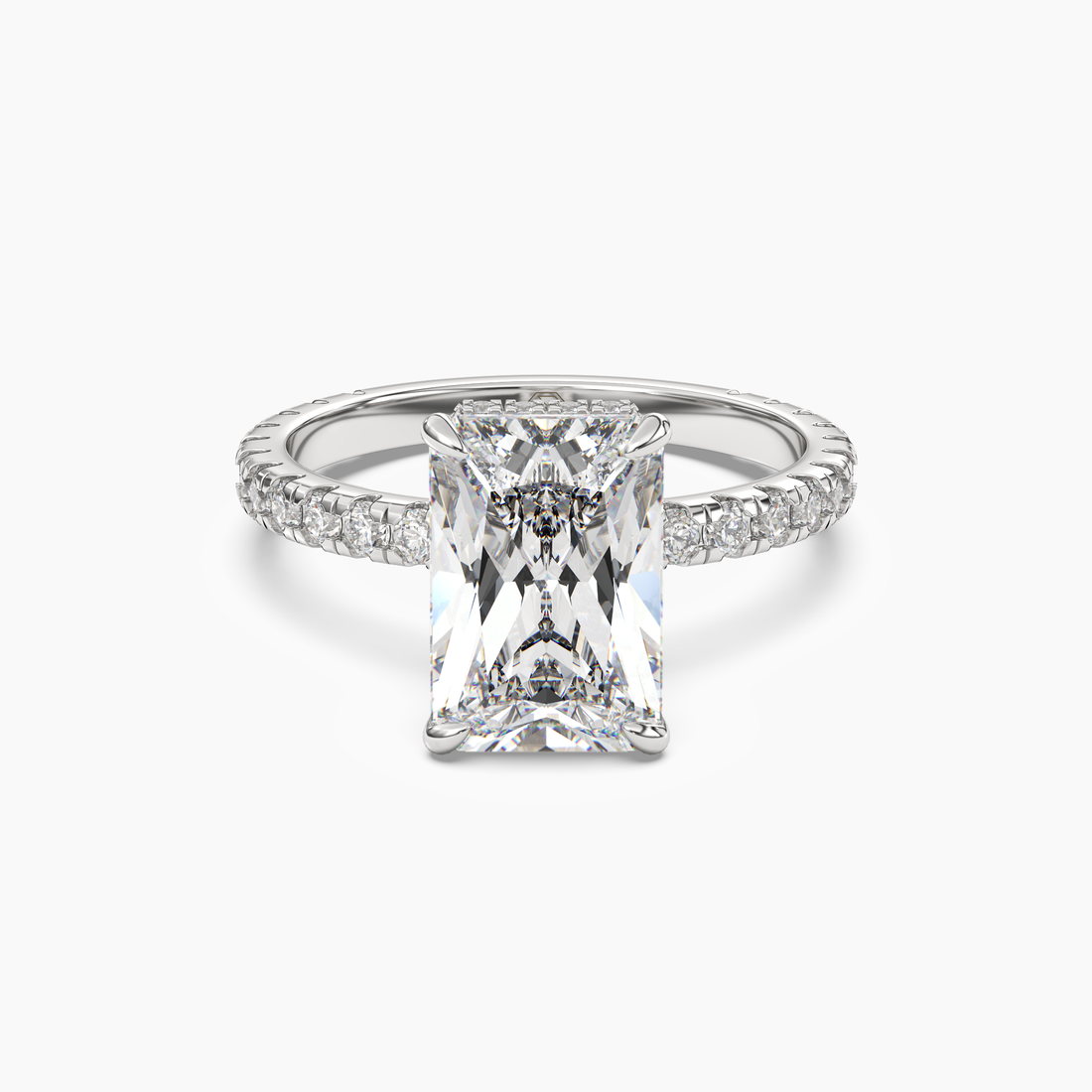 Fresco Radiant Hidden Halo 1.5 Carat Lab Grown Diamond Engagement Ring in 18K Rose Gold